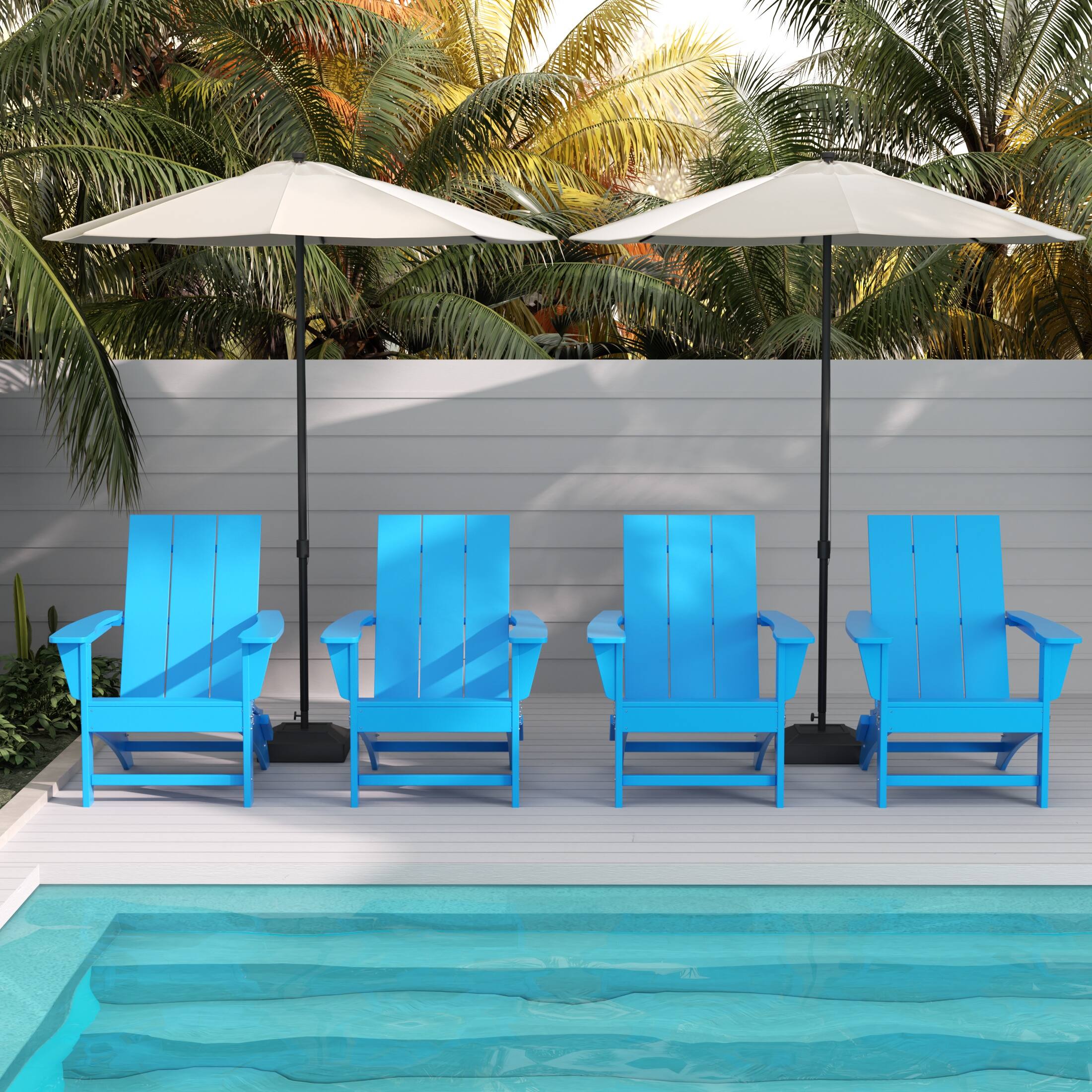 Angle. WestinTrends - WestinTrends Ashore Modern Outdoor Folding Adirondack Chair (Set of 4) - Pacific Blue.
