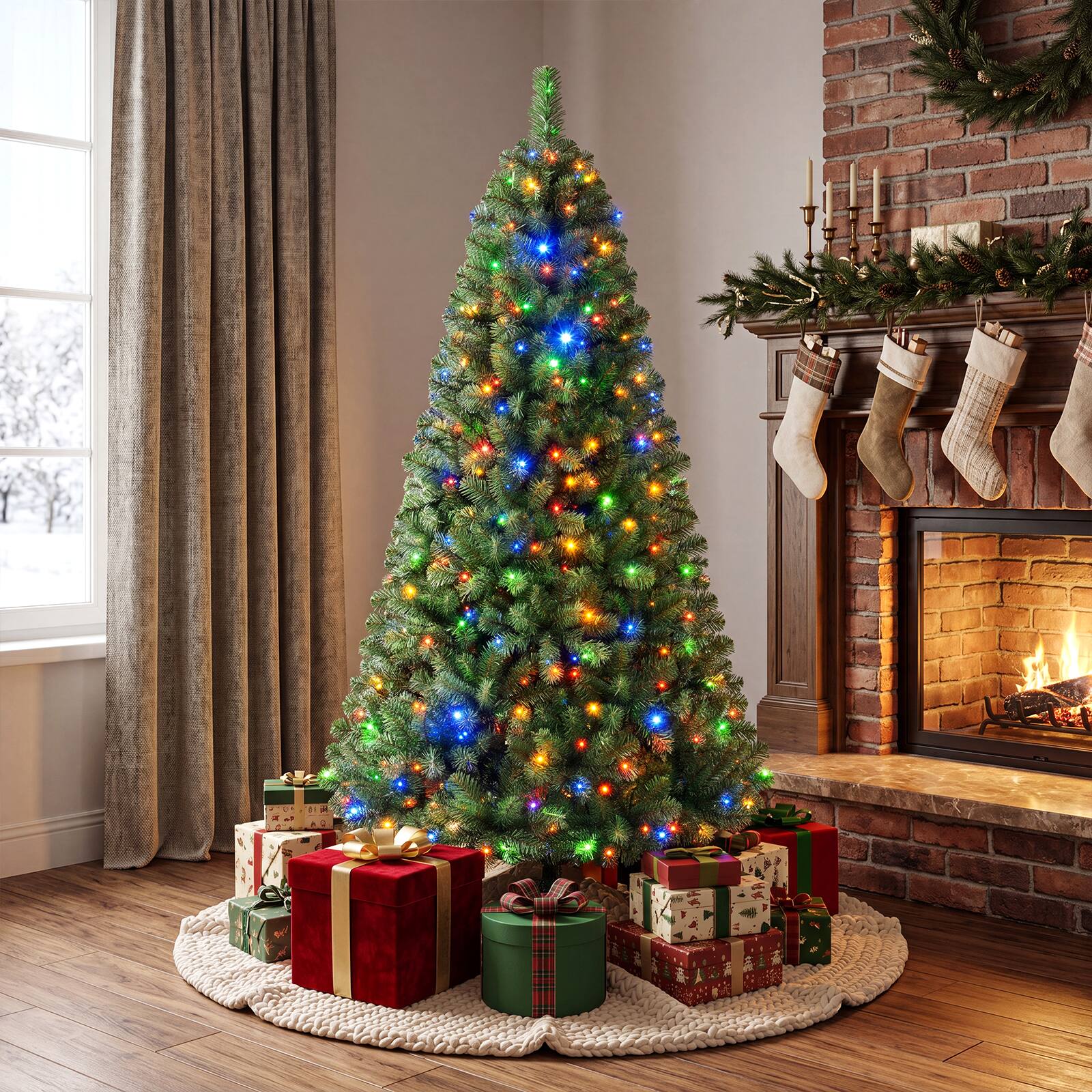 Alt View 1. Gymax - Gymax 6 FT Pre-Lit Artificial Christmas Tree w/845 Dense Branch Tips 350 LED Lights - Green.
