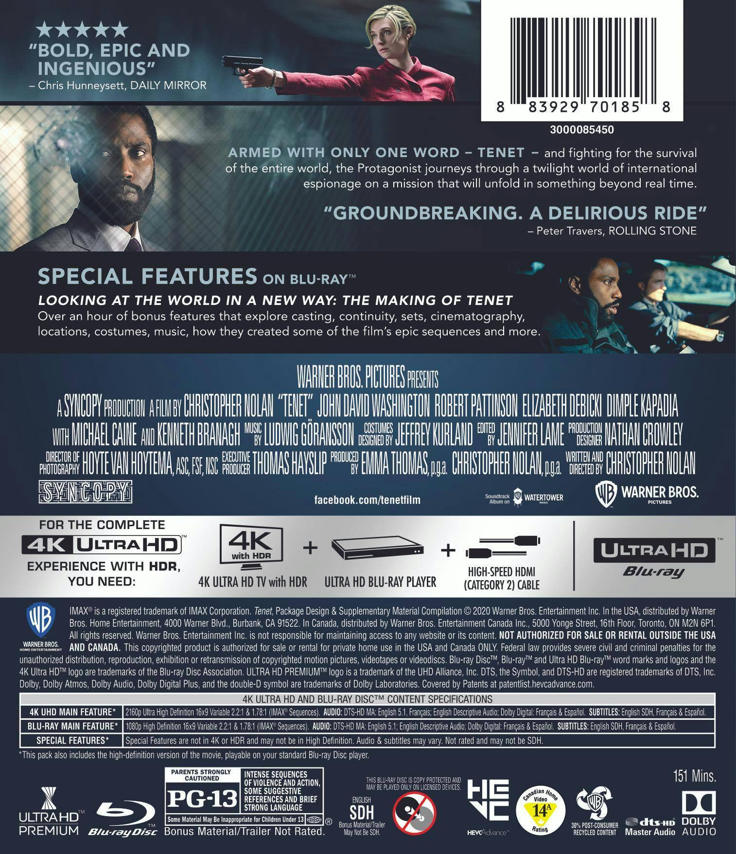 Back. Tenet (4K Ultra HD + Blu-ray) [UHD].