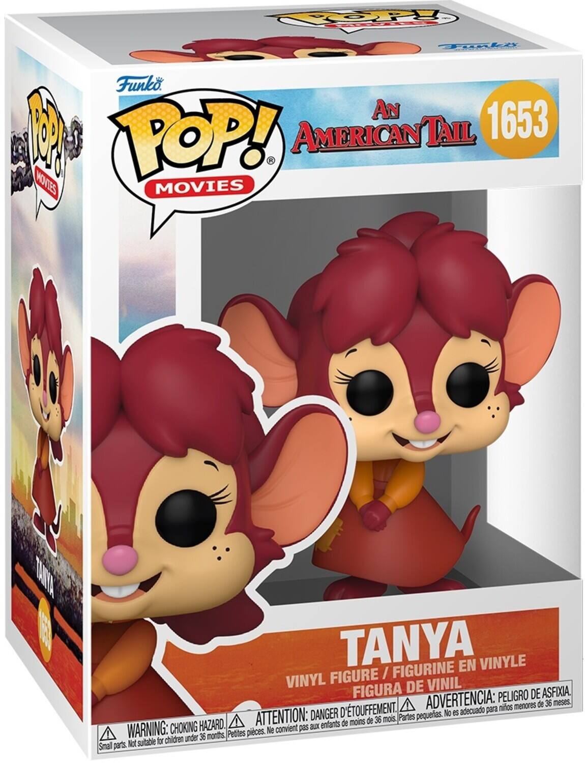 Funko Pop! Movies
An American Tail 1653
Tanya
Vinyl Figure / Figurine en Vinyle
Figura de Vinil
Peligro de asfixia. Danger d'étouffement. Advertencia: para niños menores de 36 meses. Danger: choking hazard. Parts pequeñas. No es adecuado para niños menores de 36 meses. Petites pièces. Ne convient pas aux enfants de moins de 36 mois. Small parts. Not suitable for children under 36 months.