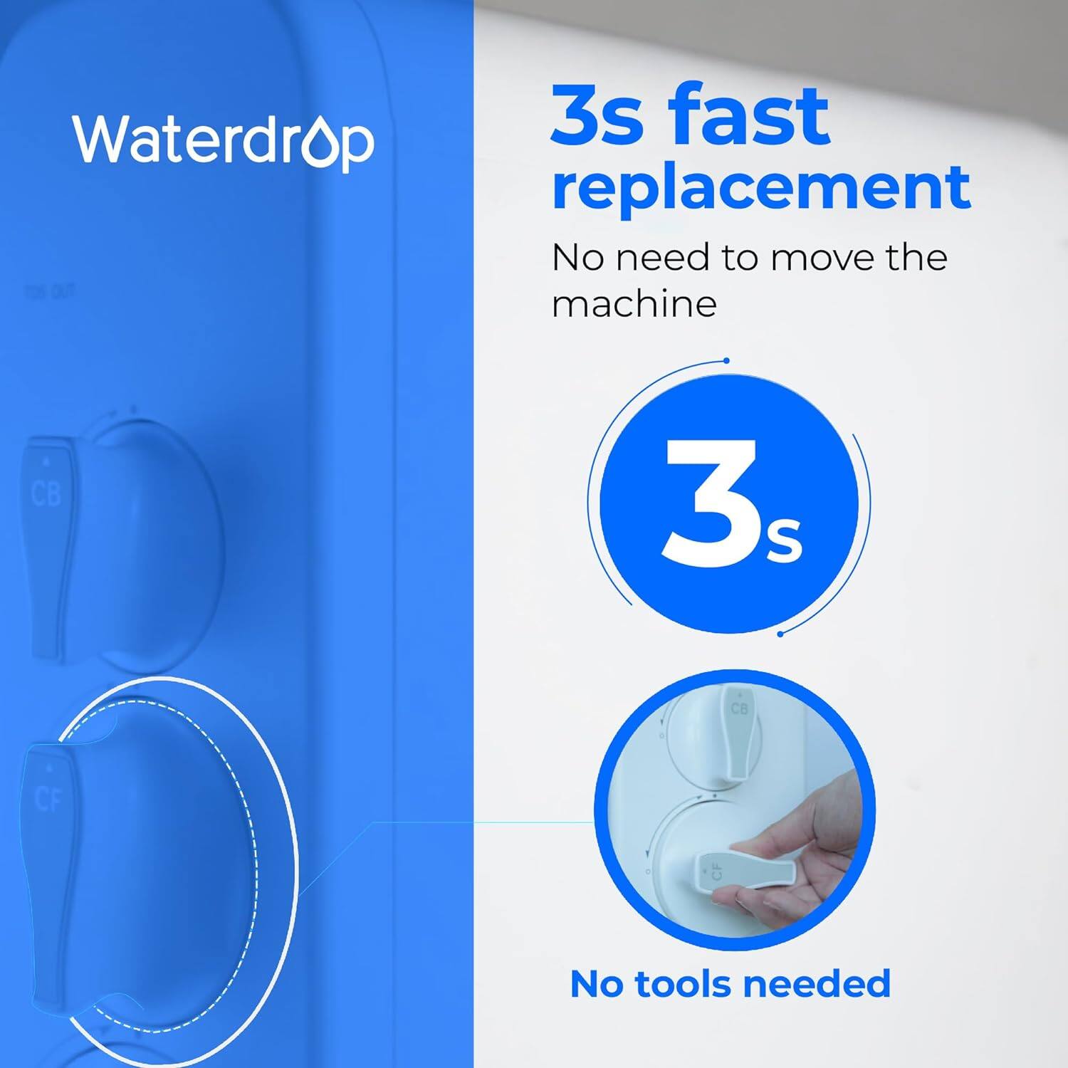 Waterdrop 3s fast replacement No need to move the machine CB 3s CF 1 - CF No tools needed