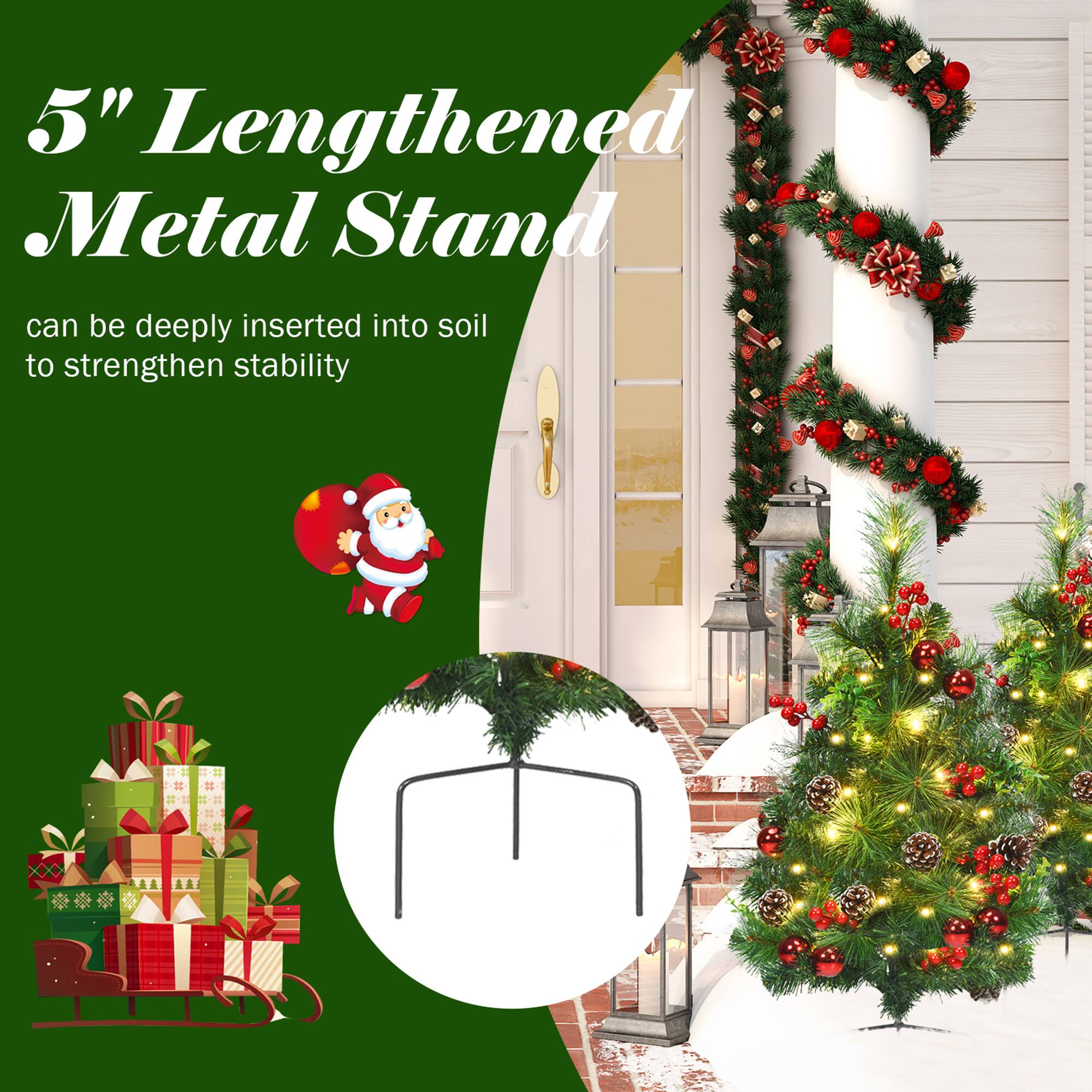 5" Lengthened Metal Stand  
can be deeply inserted into soil to strengthen stability