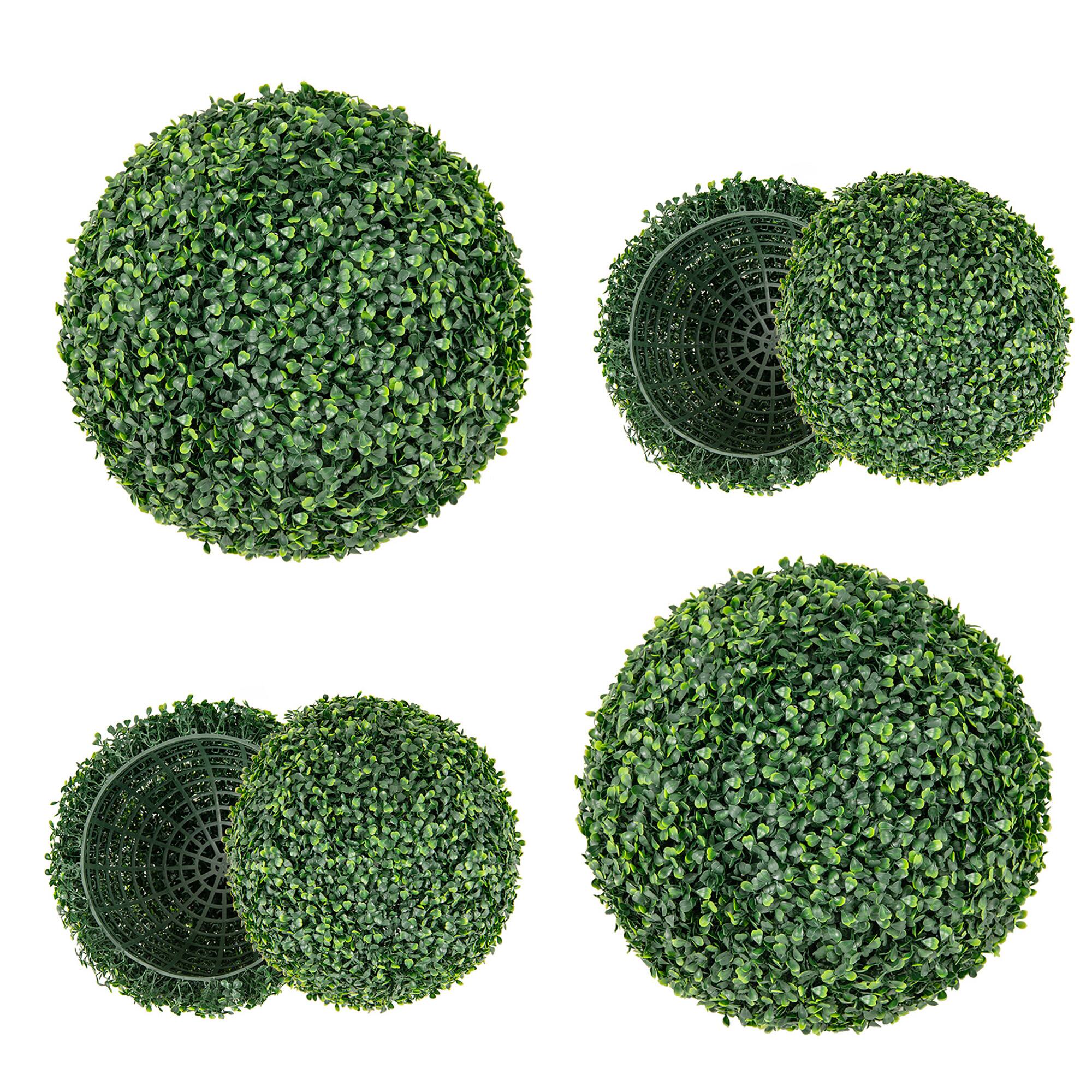 Alt View 9. Gymax - Gymax 2 PCS 16'' Artificial Boxwood Topiary Balls Sun-protective Round Greenery Bushes - Green.