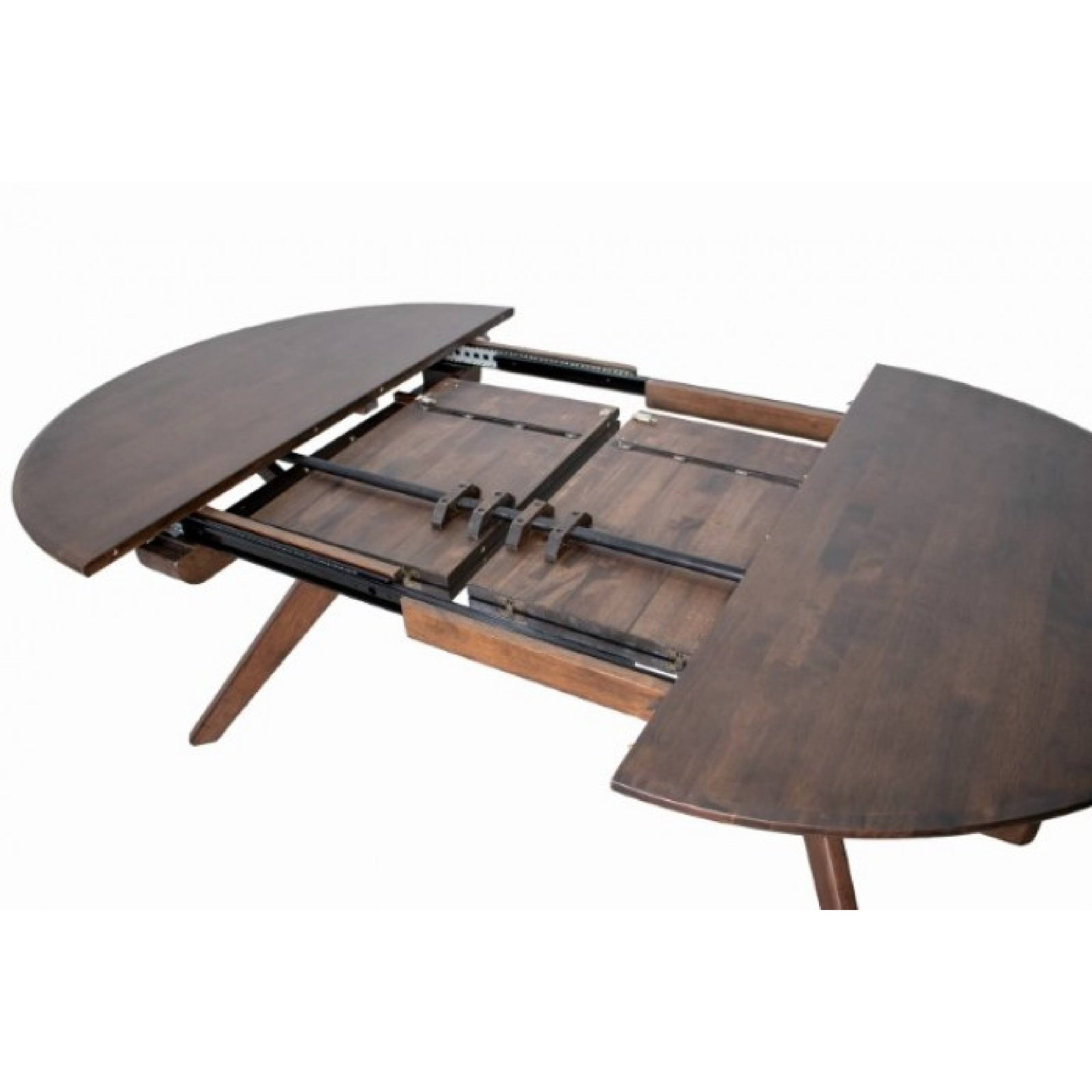 Alt View 2. Manhattan Lane - Mikie 47-79 Inch Dining Table, Extendable Brown Full Solid Wood Top - Walnut Brown.