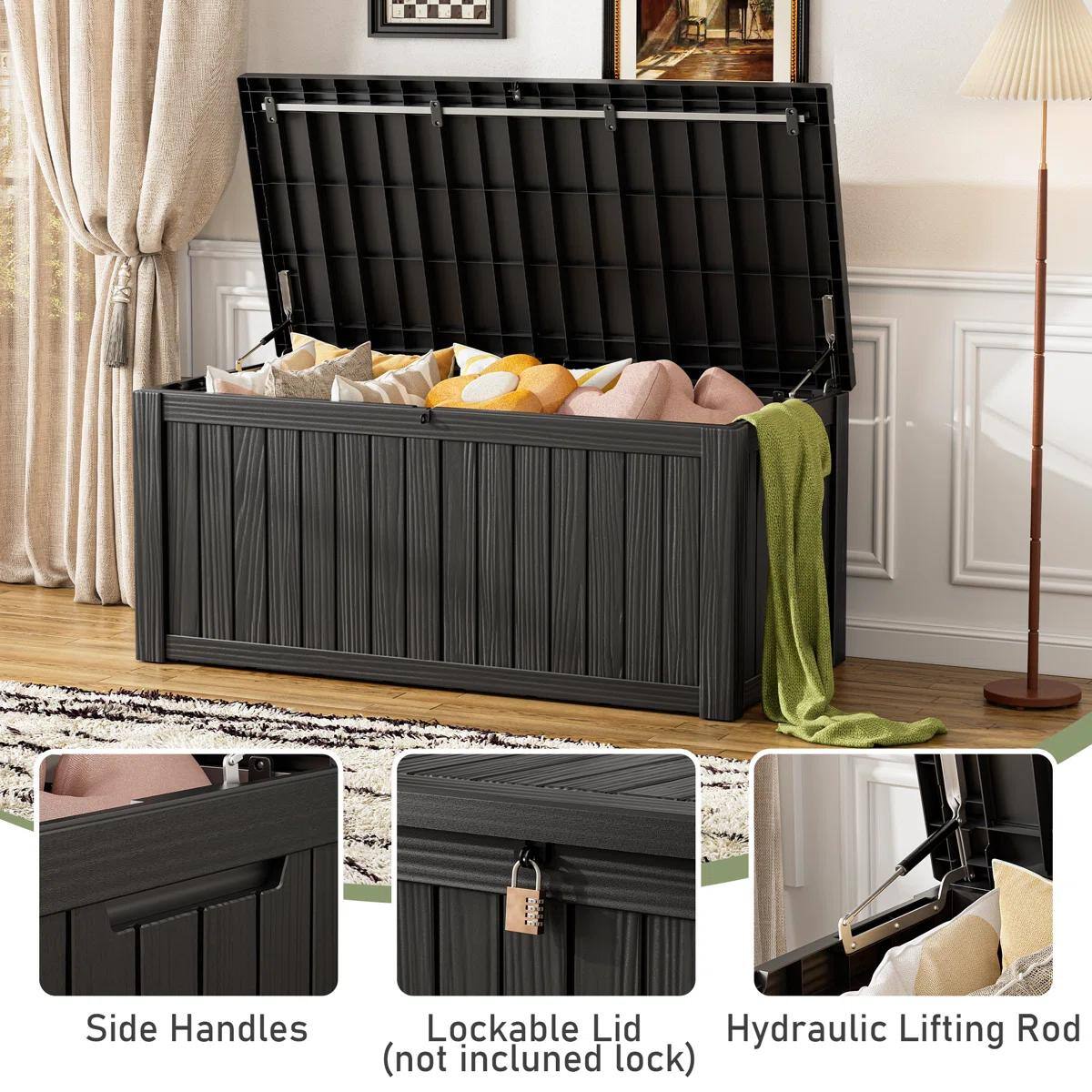 I Side Handles Lockable Lid Hydraulic Lifting Rod (not included lock)