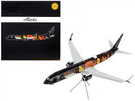Boeing 737-900ER Alaska Airlines "Our Commitment" with Graphics Flaps Down GeminiJets 1/200 Scale Model - Black