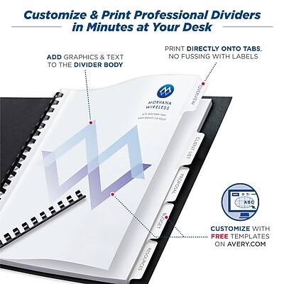 Customize & Print Professional Dividers in Minutes at Your Desk

- Add graphics & text to the divider body
- Print directly onto tabs
- No fussing with labels
- Customize with free templates on Avery.com

Morvania Wireless
Avery Label Group