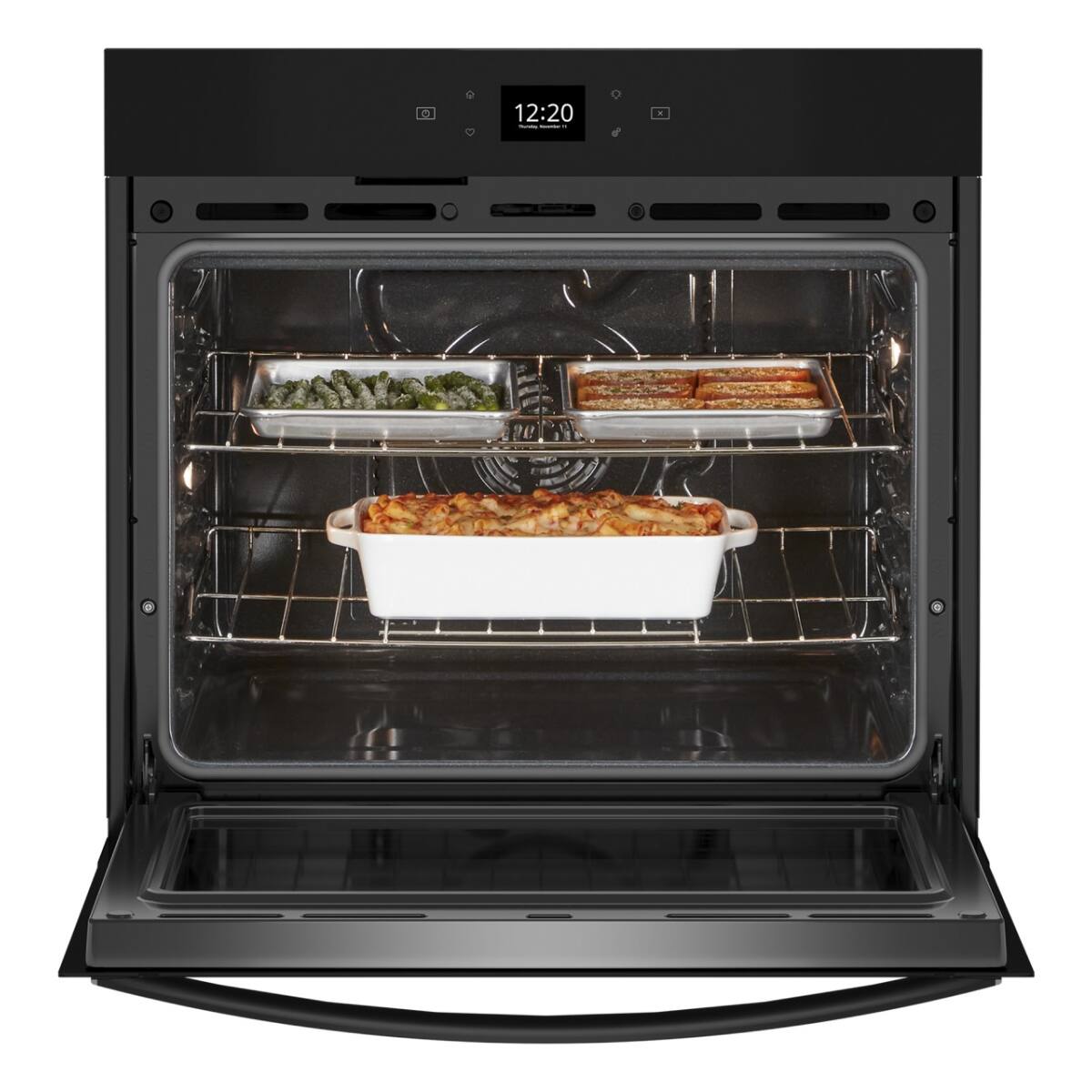 Angle. Whirlpool - Whirlpool - 27" Smart Built-In Single Electric Wall Oven with Air Fry - Black - Black.
