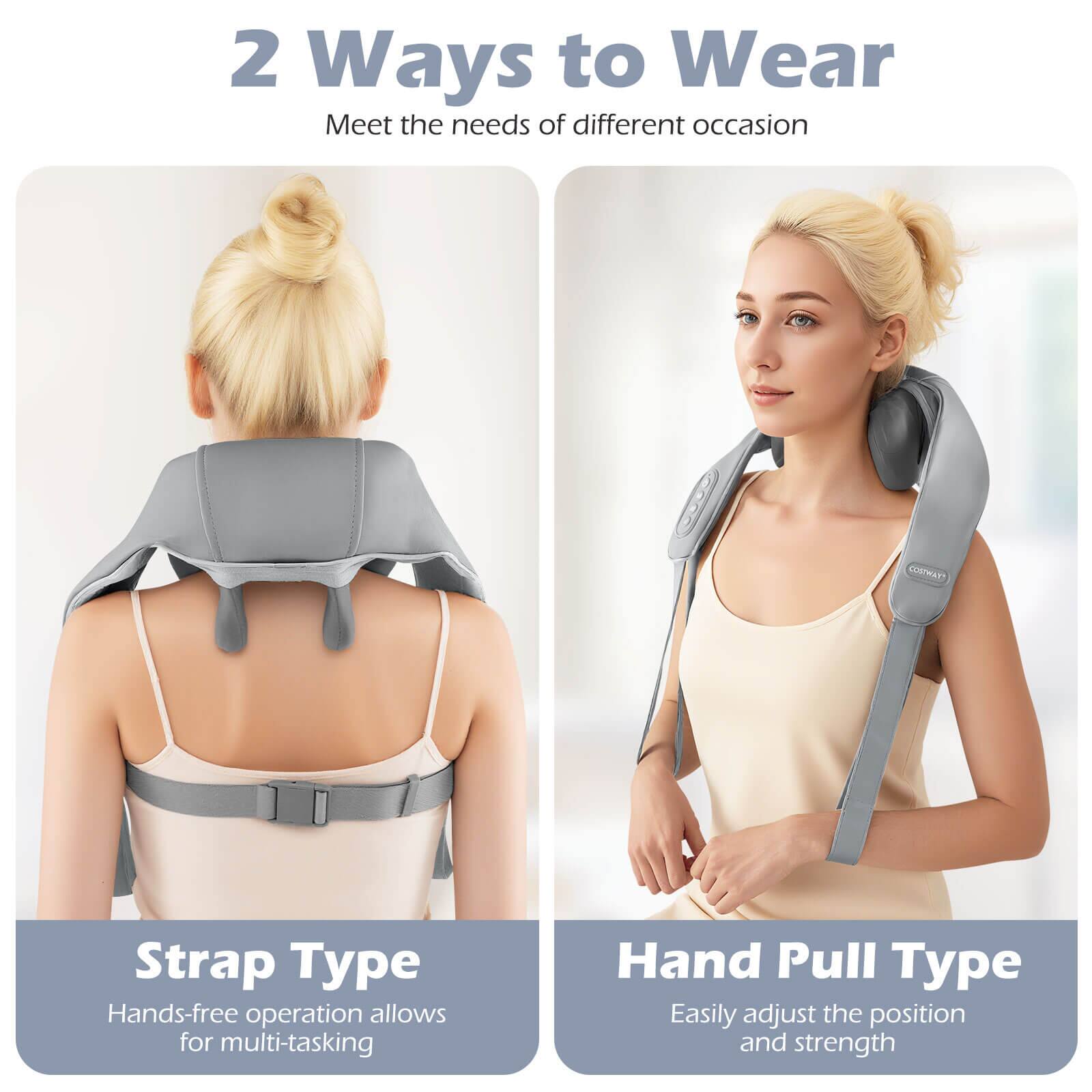 2 Ways to Wear  
Meet the needs of different occasions

Strap Type  
Hands-free operation allows for multi-tasking

Hand Pull Type  
Easily adjust the position and strength