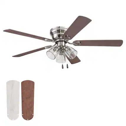 Front. Portage Bay - Portage Bay Renton Ceiling Fan with Quiet, Reversible Motor, 52", Brushed Nickel - Brushed Nickel.
