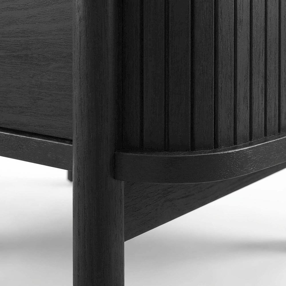 Alt View 1. FurniFact - Wooden Nightstand in Black Finish with Sleek Design and Easy-To-Access Drawer - Black.