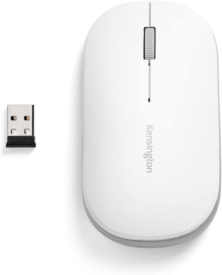 Back. Kensington - Kensington SureTrack Dual Wireless Mouse - Optical - Wireless - Bluetooth/Radio Frequency - 2.40 GHz - White - USB 2.0 - White.