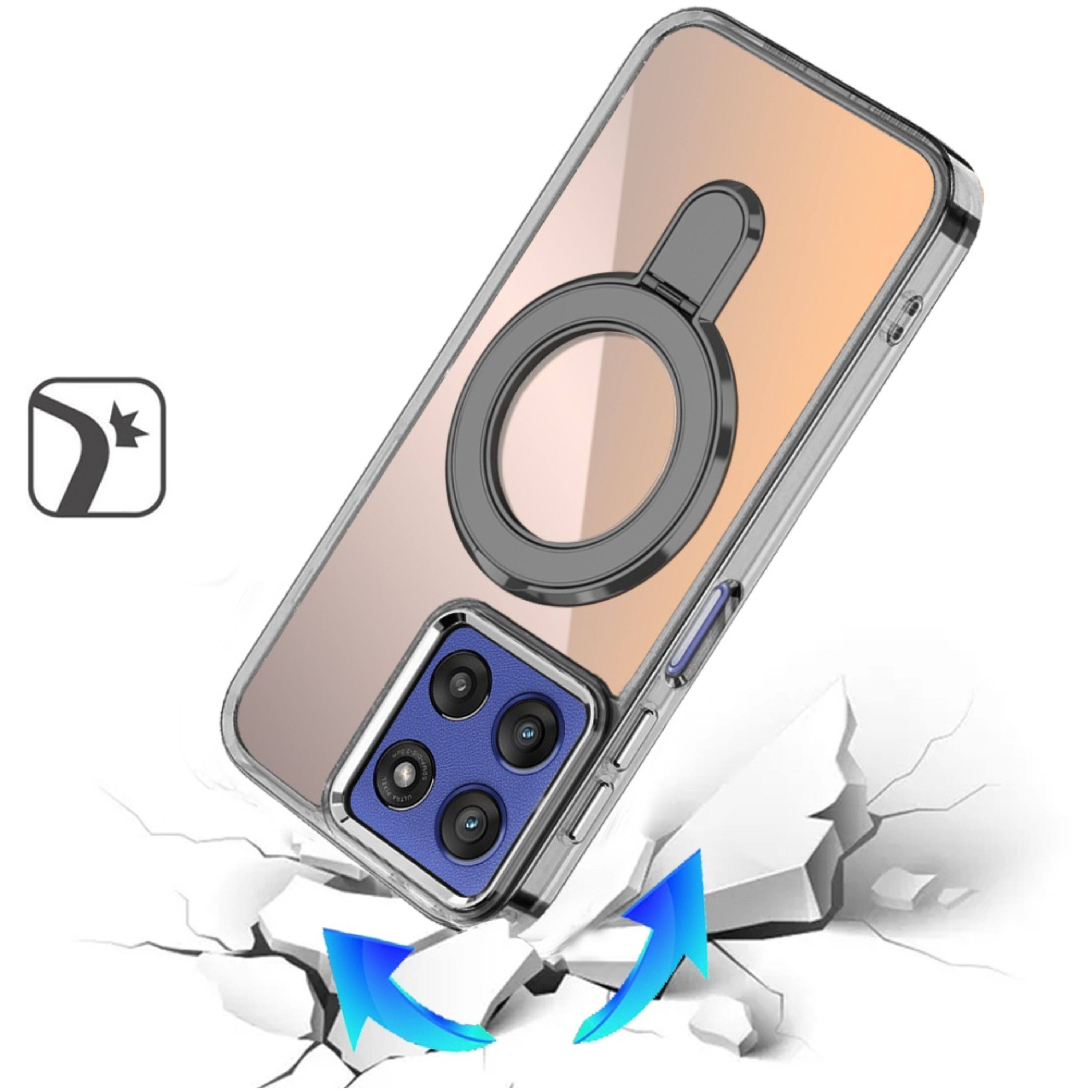 Angle. Kitcheniva - Chrome Magnetic Circle Stand Case Plus Tempered Glass For Moto G Stylus 2026/2025 Black - Black.