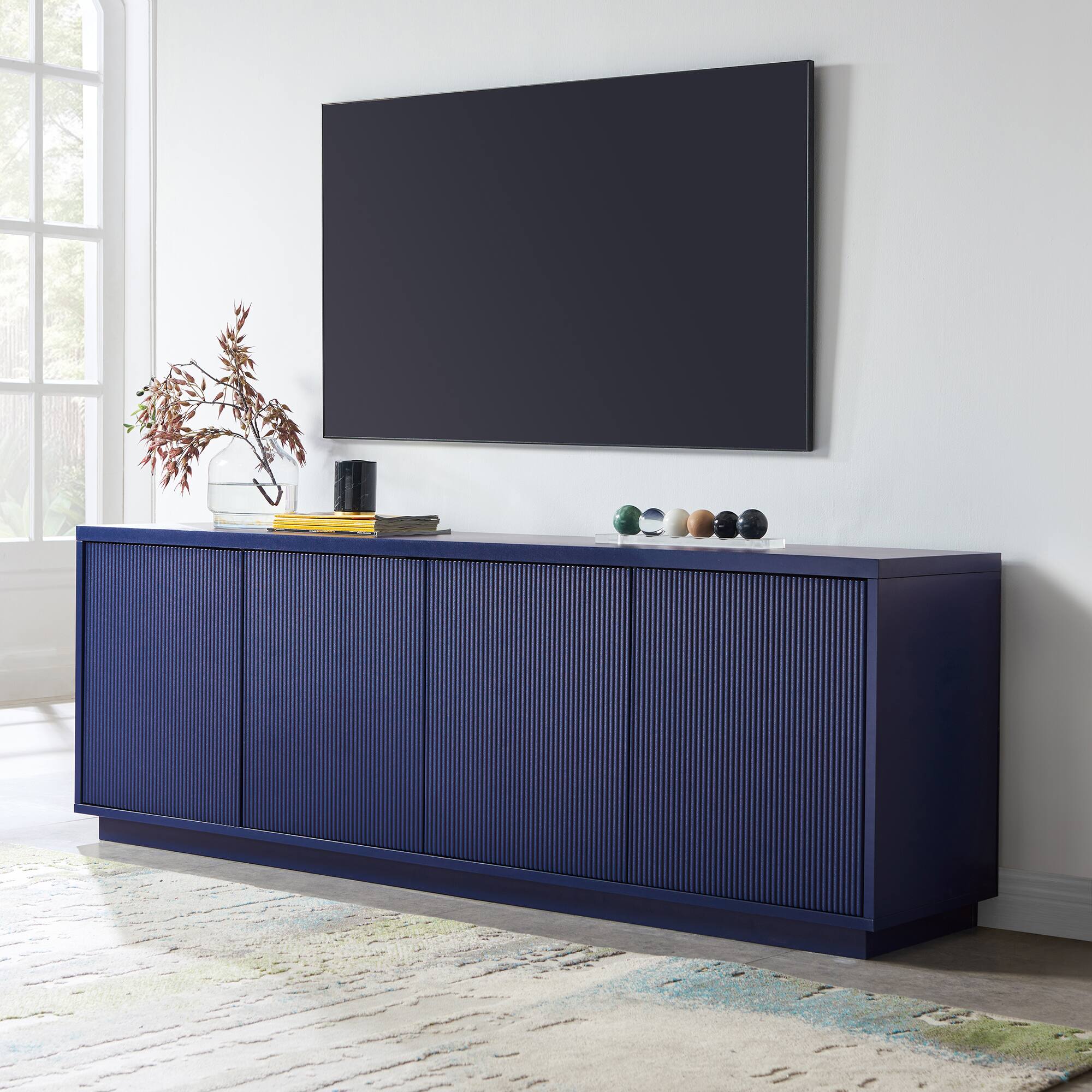 Alt View 35. Hudson&Canal - Hanson TV Stand for Most TVs up to 75" - Dark Blue.