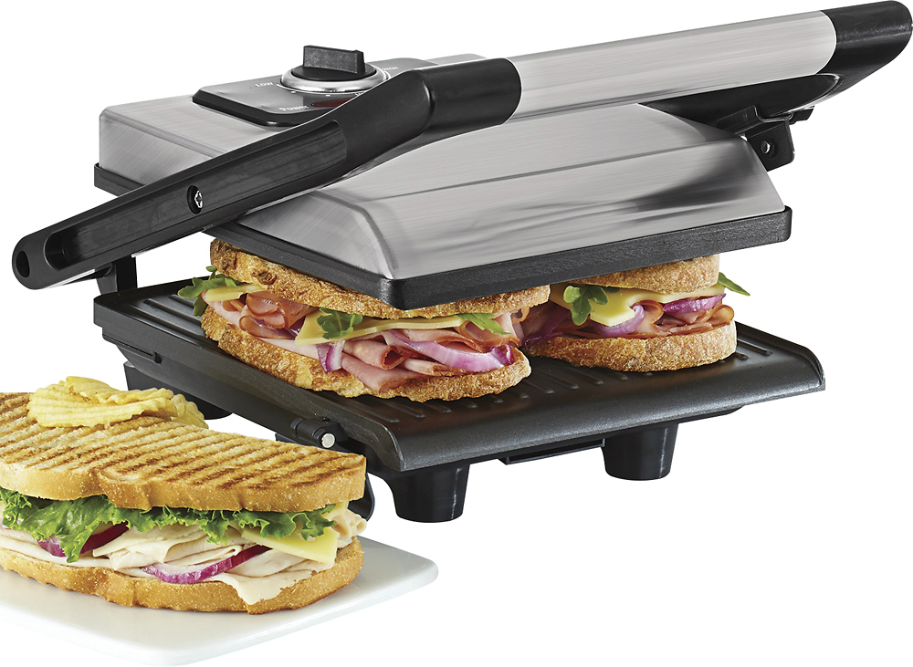 Best Buy: Chefman Electric 4 Slice Panini Press Grill and Sandwich Maker  Stainless Steel RJ02-180-4
