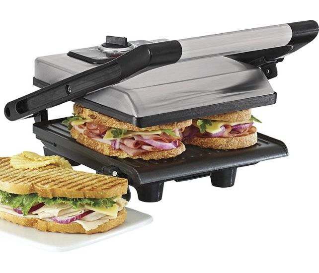 Bella - Panini Grill - Brushed Stainless Steel - Angle Zoom