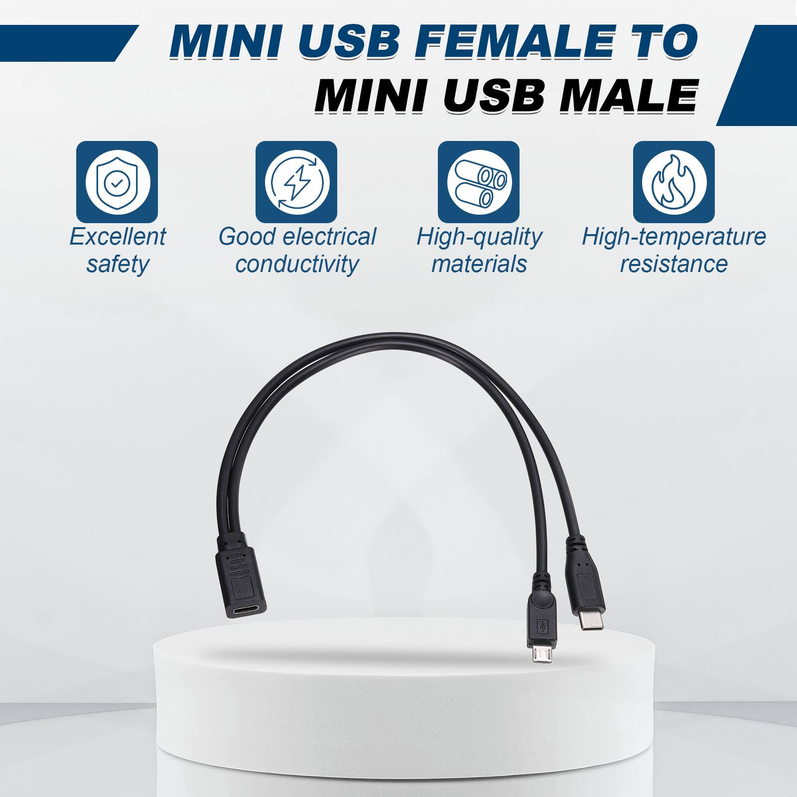 MINI USB FEMALE TO MINI USB MALE

Excellent safety
Good electrical conductivity
High-quality materials
High-temperature resistance