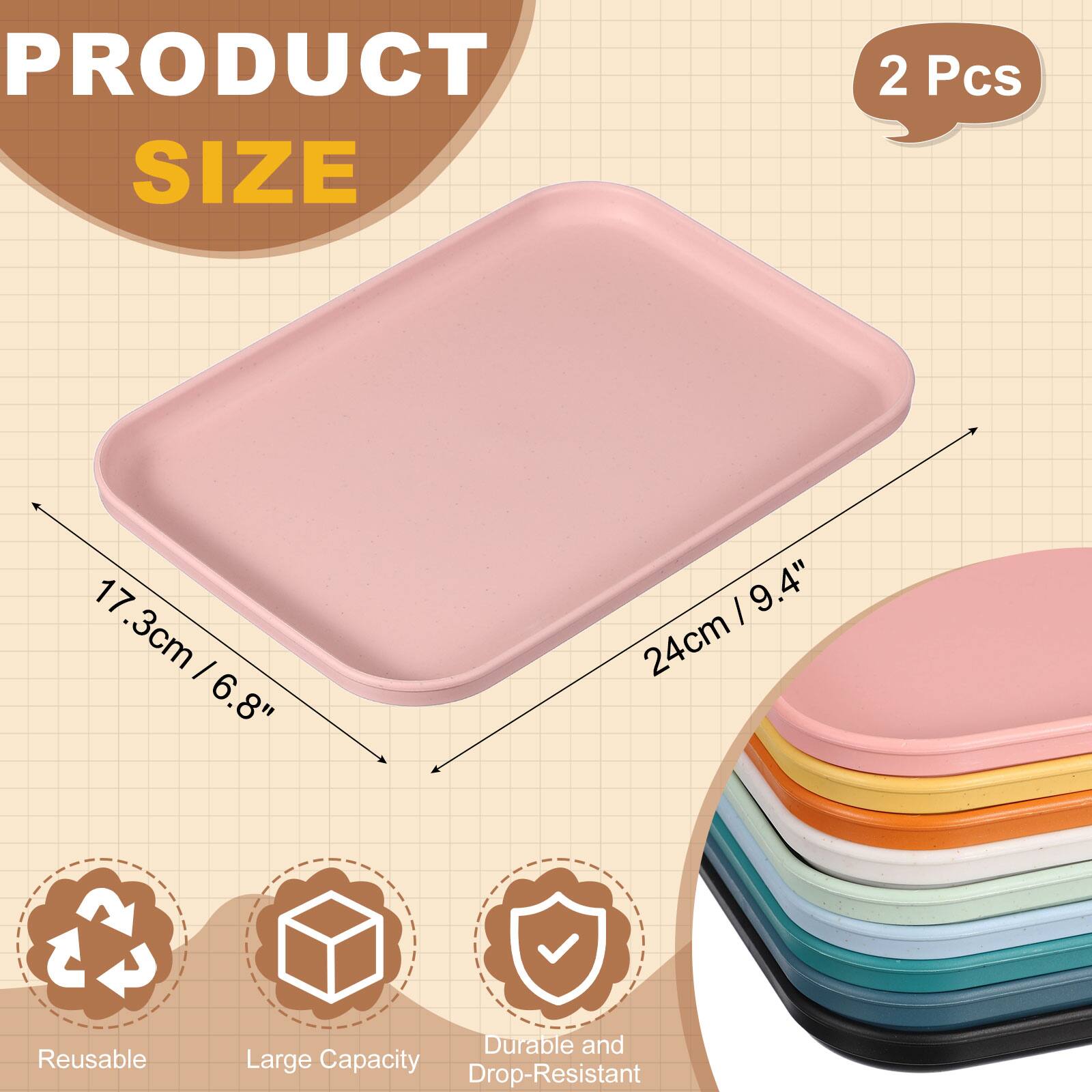 PRODUCT SIZE

2 Pcs

17.3cm / 6.8" x 24cm / 9.4"

Reusable, Durable and Large Capacity, Drop-Resistant