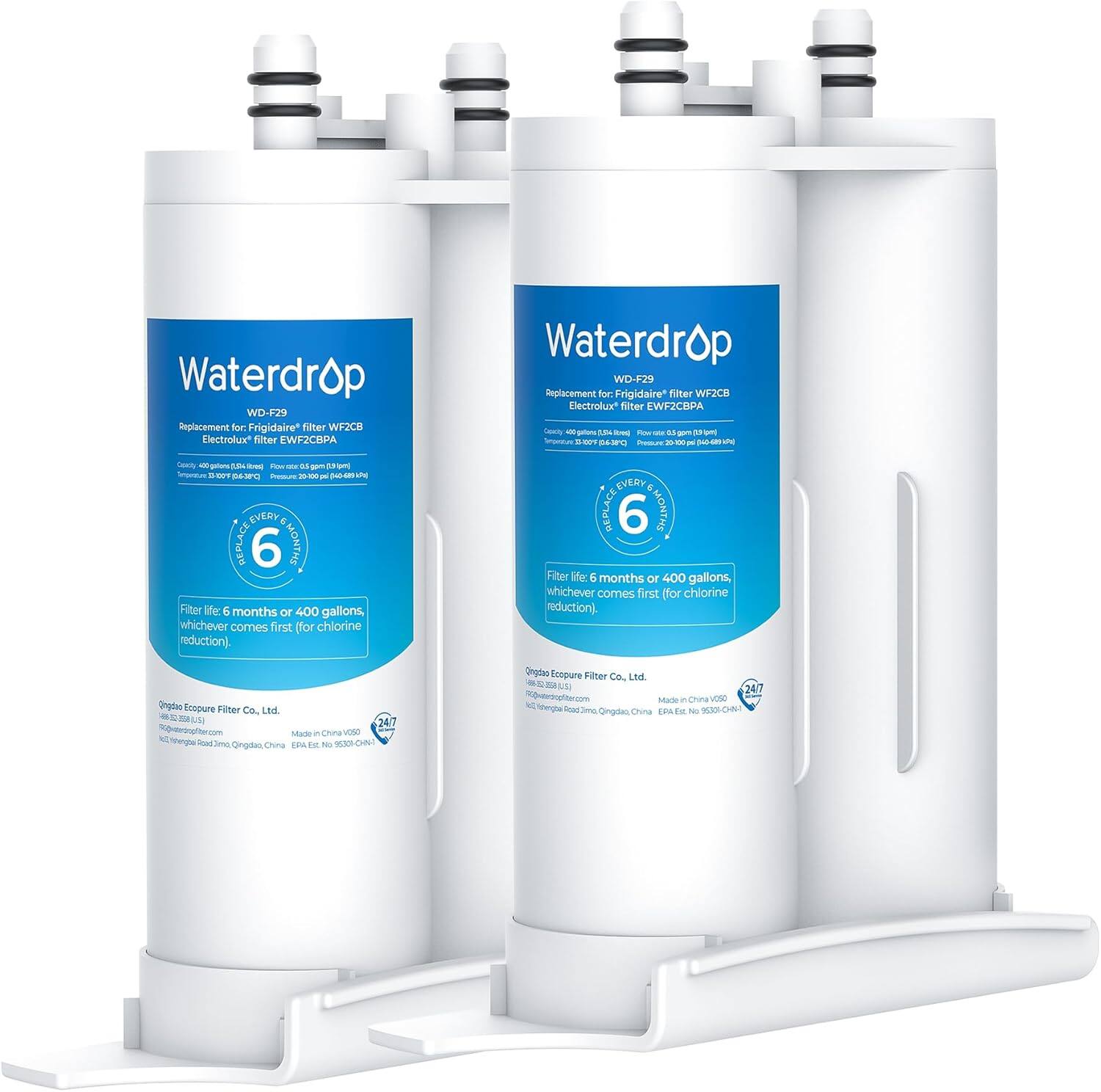 Waterdrop - WD-WF2CB Refrigerator Water Filter 2-Pack - White