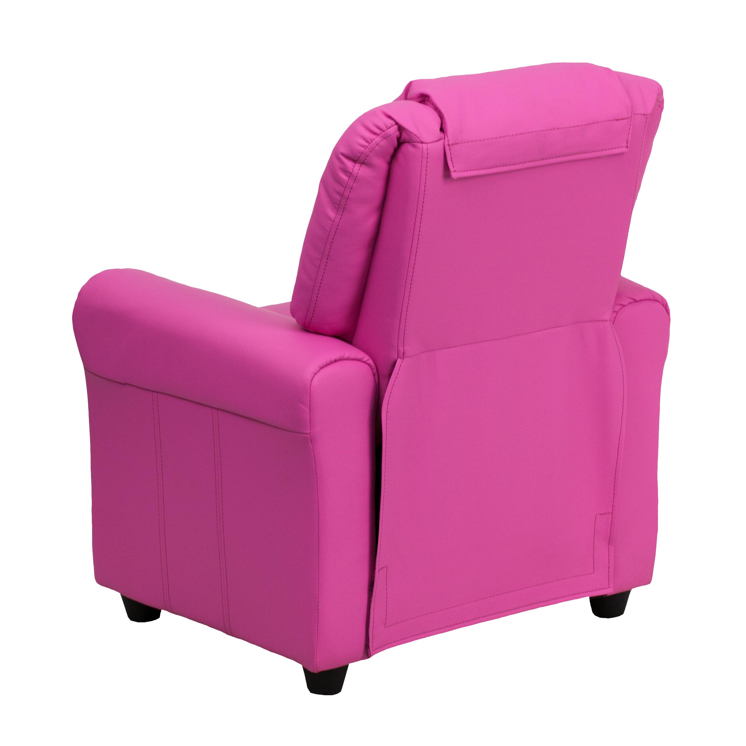 Alt View 13. Alamont Home - Contemporary Kids Recliner with Cup Holder and Headrest - Hot Pink Vinyl.