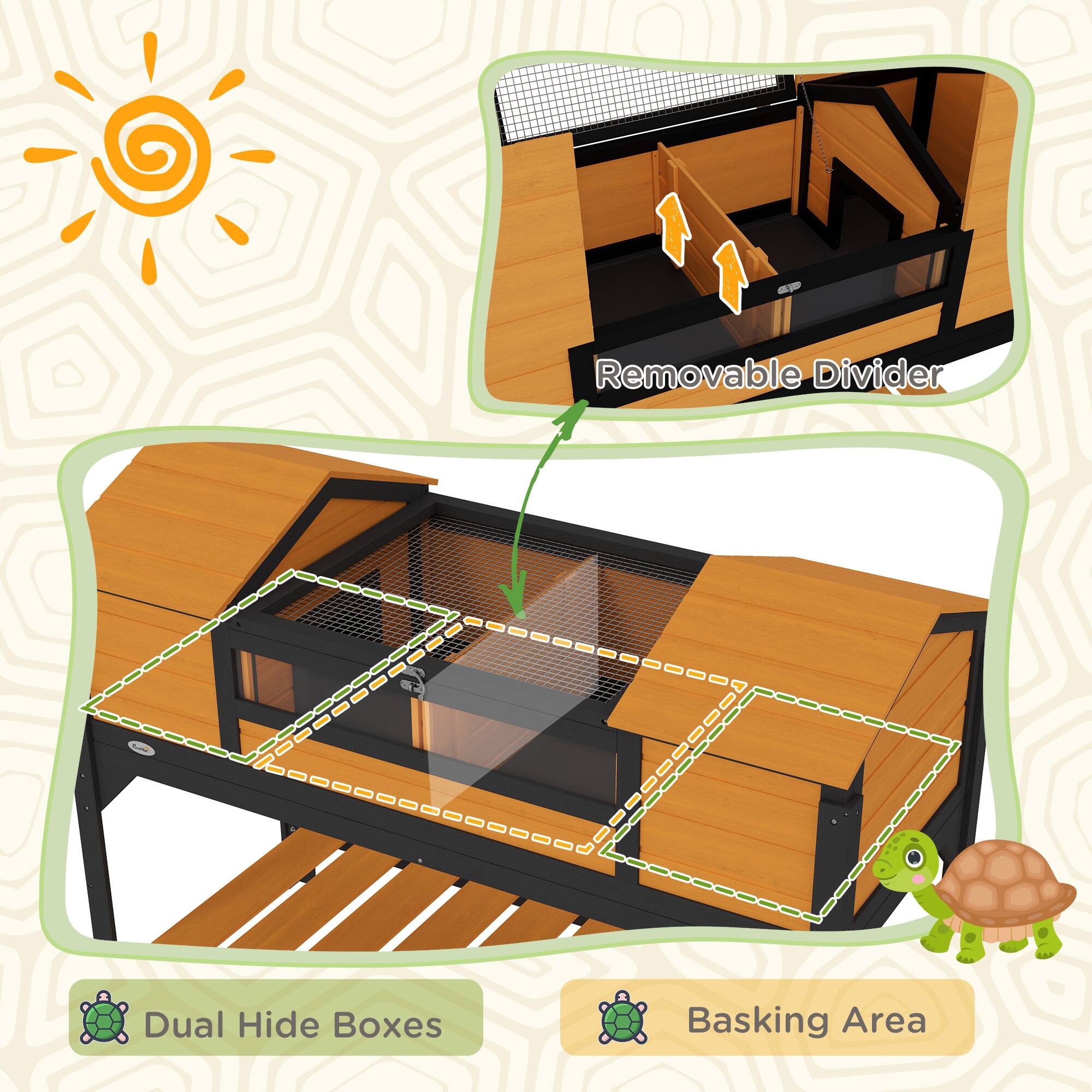 - Removable Divider
- Dual Hide Boxes
- Basking Area