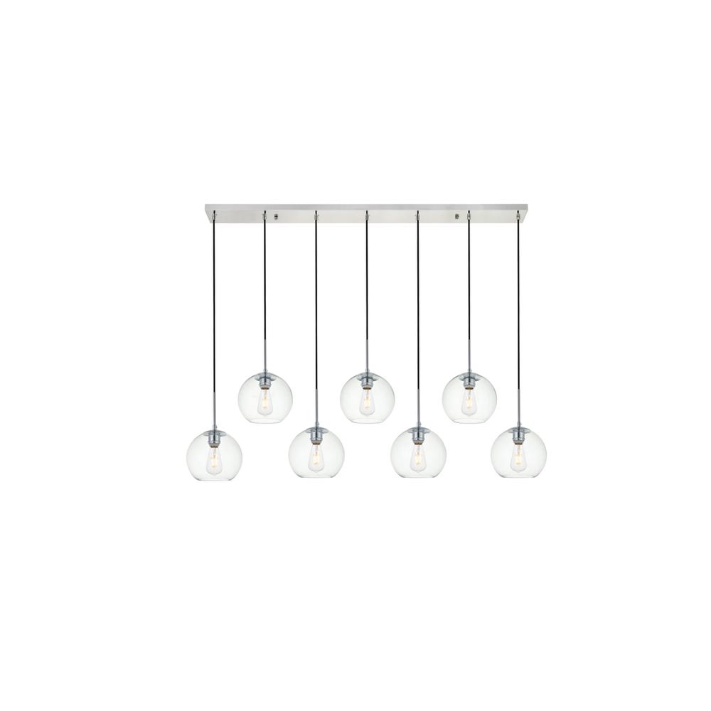 Alt View 2. Living District - Baxter 7 Lights Chrome Pendant With Clear Glass - Chrome And Clear.