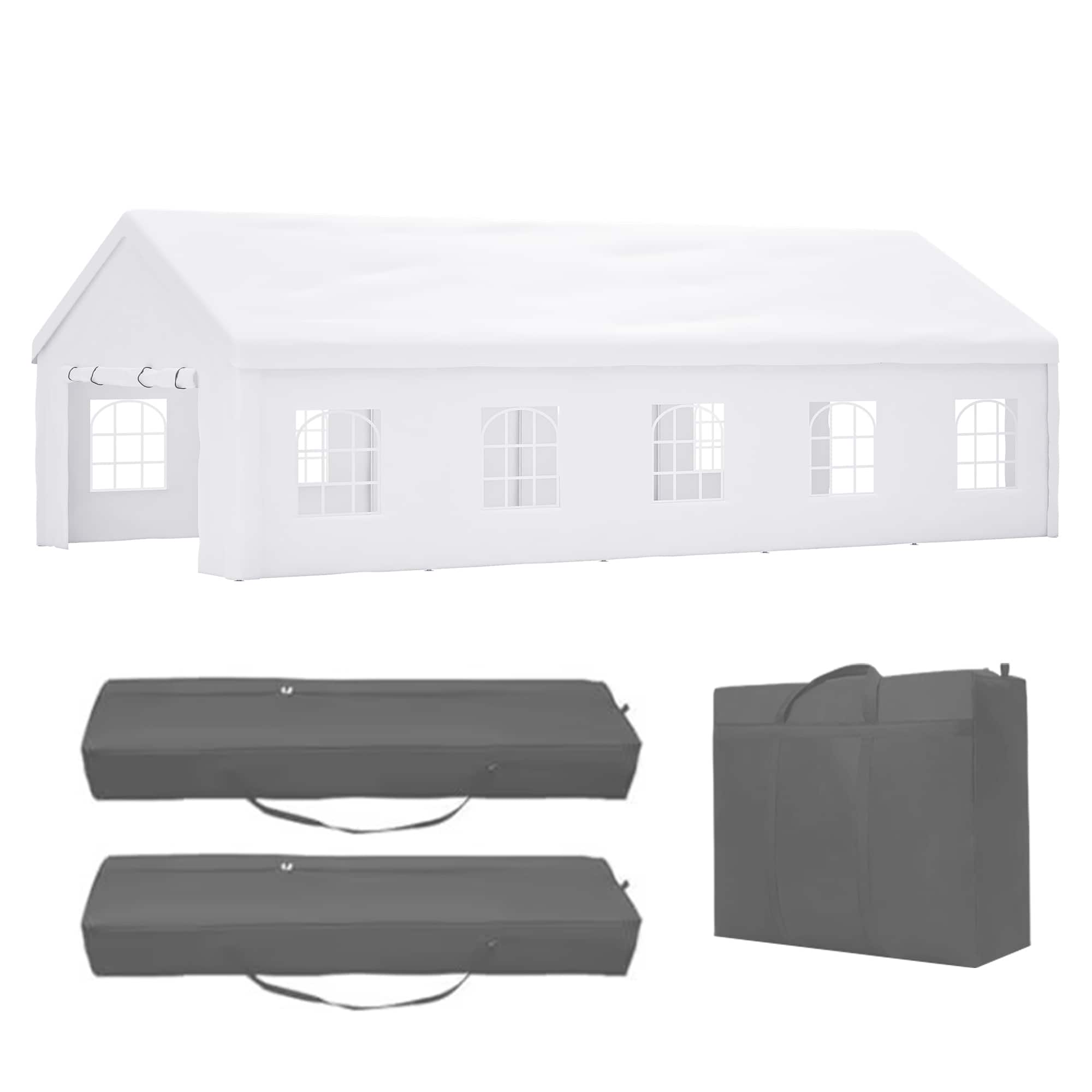 Mondawe - 16x32 FT Party Tent with 3 Storage Bags & Removable Sidewalls - White