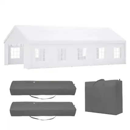 Front. Mondawe - 16x32 FT Party Tent with 3 Storage Bags & Removable Sidewalls - White.