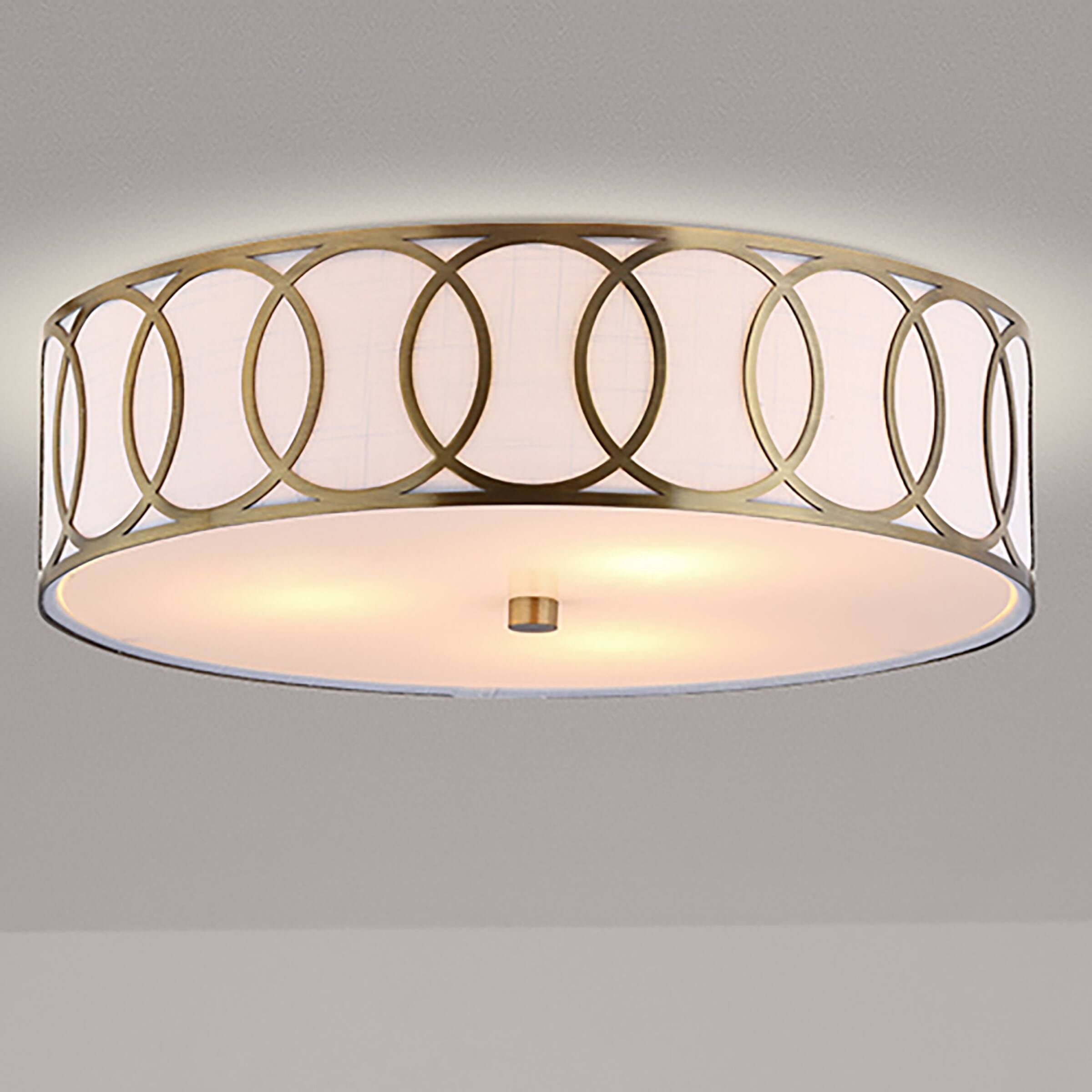 Alt View 1. Jonathan Y - Aria 3-Light 15.5" Metal LED Flush Mount, Brass - Brass Gold.