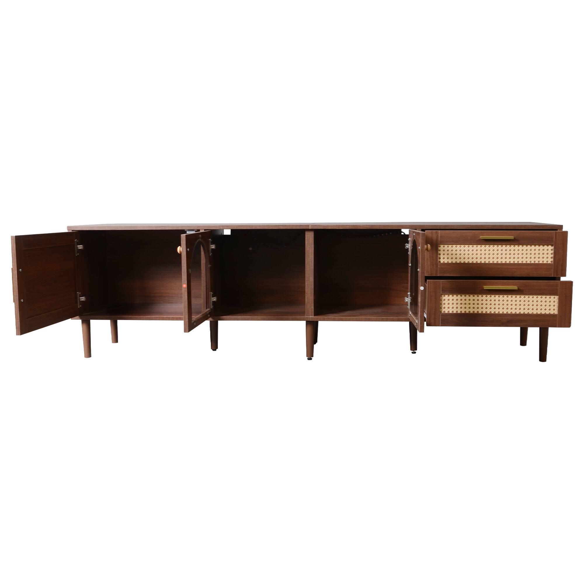 Angle. Whisen - 70-Inch TV Stand for TVs up to 80-Inch,Entertainment Center with App-Controlled LED Lights - Dark Brown.