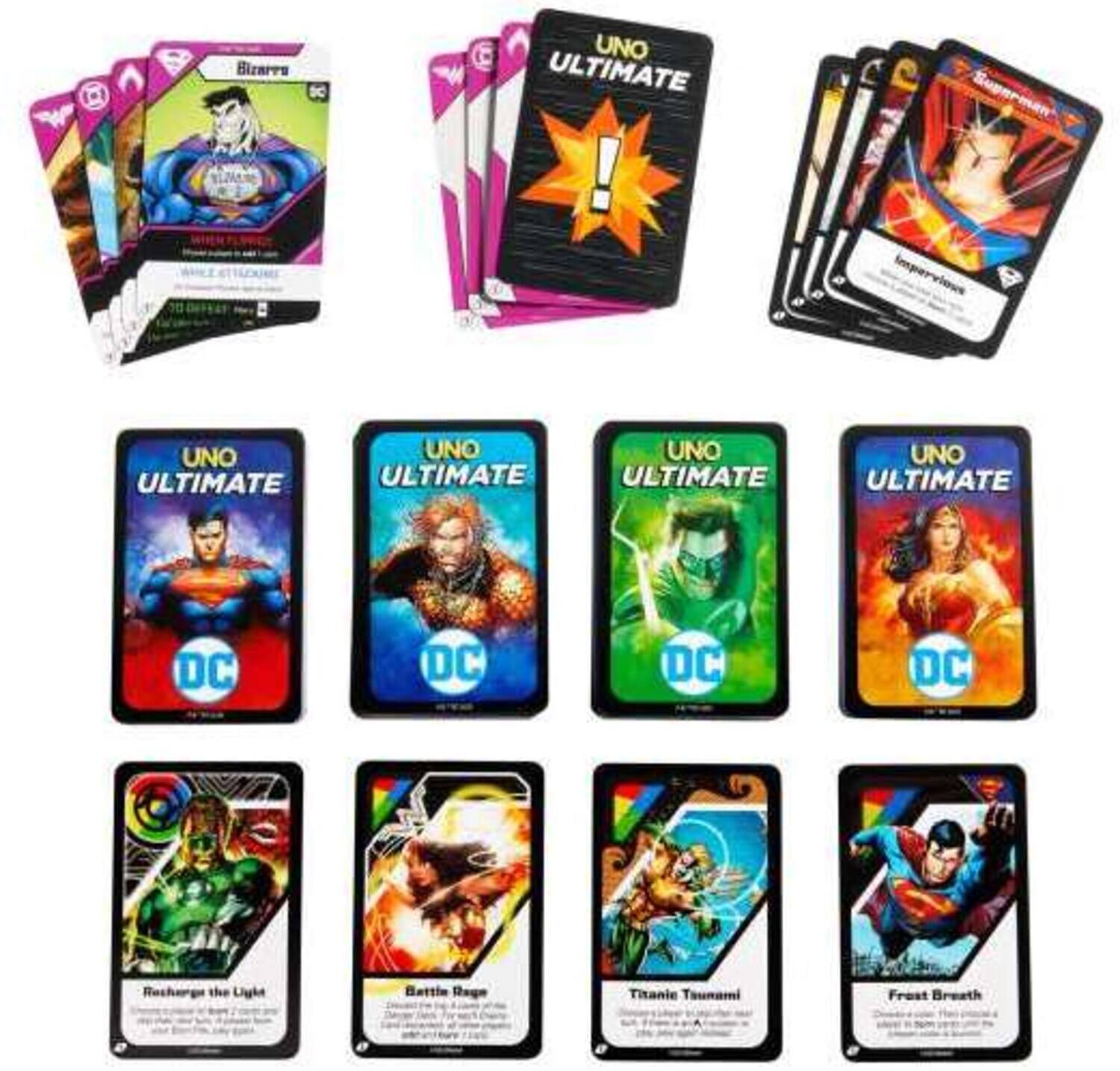 Sure, here is the corrected and grouped text:

**UNO Ultimate DC**

- Bizarro
- Superman Impervious
- Recharge the Light
- Battle Rage
- Titanic Tsunami
- Frost Breath

**UNO Ultimate**

- Bizarro
- Superman Impervious
- Recharge the Light
- Battle Rage
- Titanic Tsunami
- Frost Breath