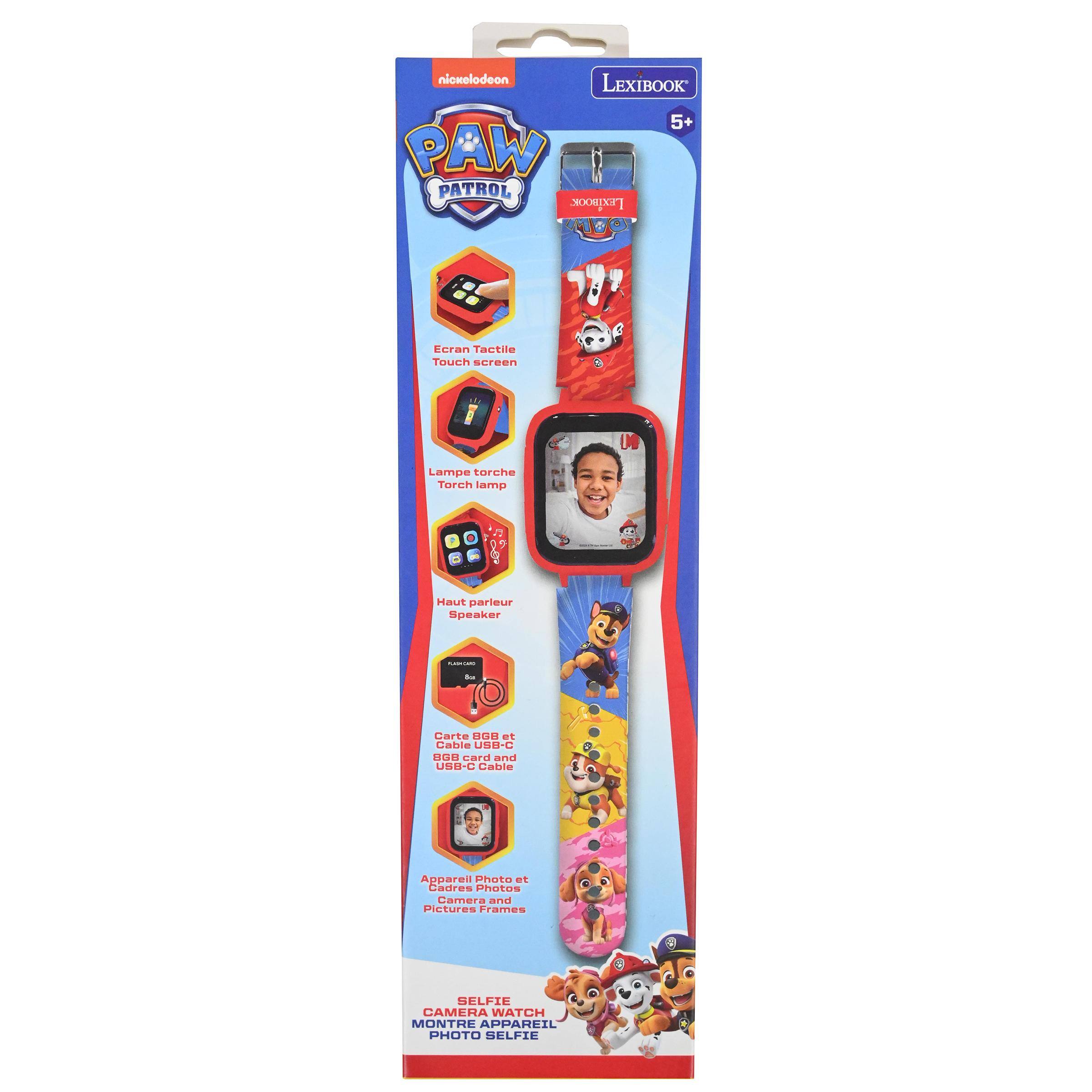 nickelodeon LEXIBOOK 5+ PAW PATROL LEXIBOOK

Ecran Tactile Touch screen

Lampe torche Torch lamp

Haut parleur Speaker

Carte BGB et Cable USB-C 8GB card and USB-C Cable

Appareil Photo et Cadres Photos Camera and Pictures Frames

SELFIE CAMERA WATCH MONTRE APPAREIL PHOTO SELFIE