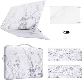 mosiso - 5-in-1 MacBook Air 13 Case and Sleeve Kit A2337/A2179/A1932 - White Marble