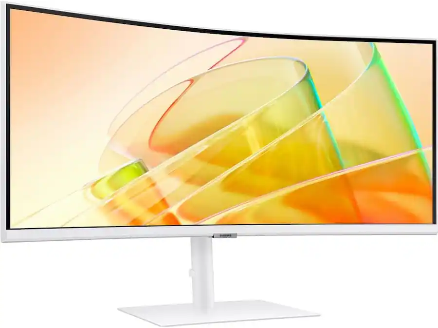 Izquierda. Samsung - Monitor Samsung ViewFinity S6 S65TC UWQHD VA de 34", HDR10, HDMI (LS34C654TANXGO) con concentrador DKZ y brazo de montaje único ErgoFlexy - Blanco.