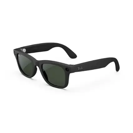 Ray-Ban Meta - Wayfarer glasses with Meta Ai, Audio, Photo, Video Compatibility - Clear to Green Transitions Lenses - Matte Black