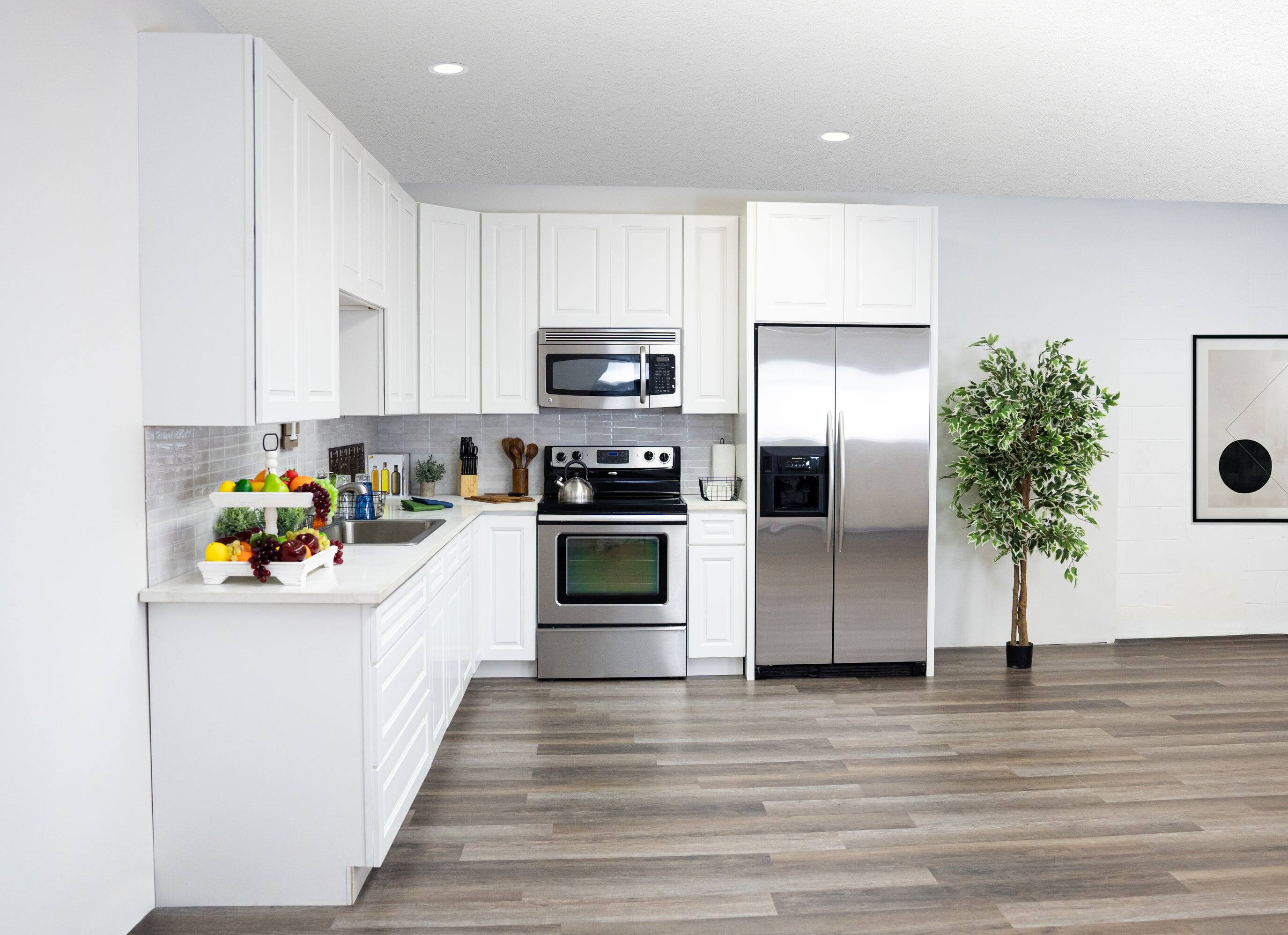 Alt View 3. Boyel Living - 30 Inch Glacier White Kitchen Base Cabinet with Full Overlay Doors - Glacier White.