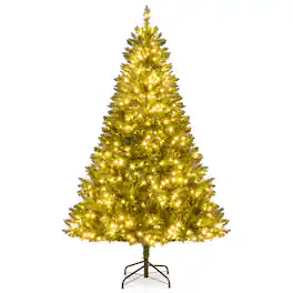 Gymax - 6 FT Artificial Christmas Tree w/814 Branch Tips 700 Warm White LED Lights - Green