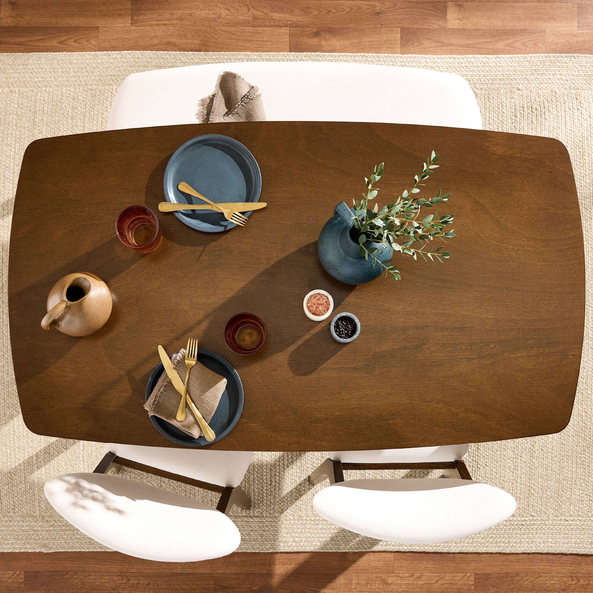 Alt View 1. Best Choice Products - Best Choice Products 4-Piece Mid-Century Modern Upholstered Wooden Dining Set w/ 2 Chairs, Bench - Walnut/Cream - Walnut/Cream.