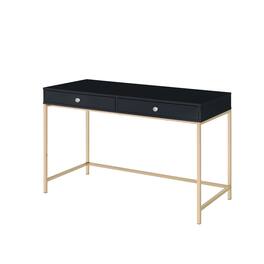 Manhattan Lane - Writing Desk with 2 Storage Compartments, Black and Gold - Black/Gold
