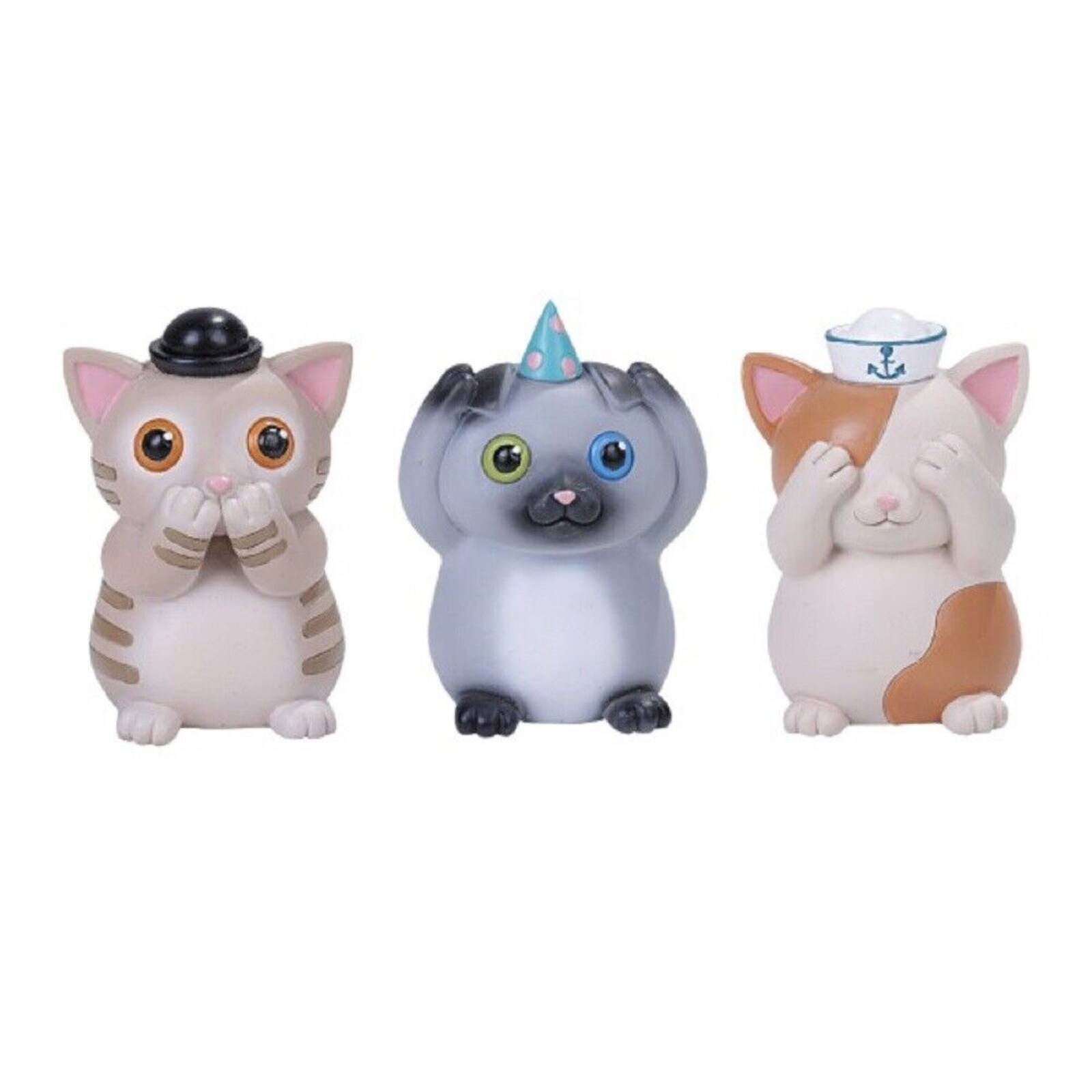 Front. Pacific Trading - See Speak Hear No Evil Three Cats Figurine 3 Piece Set - Multicolor.