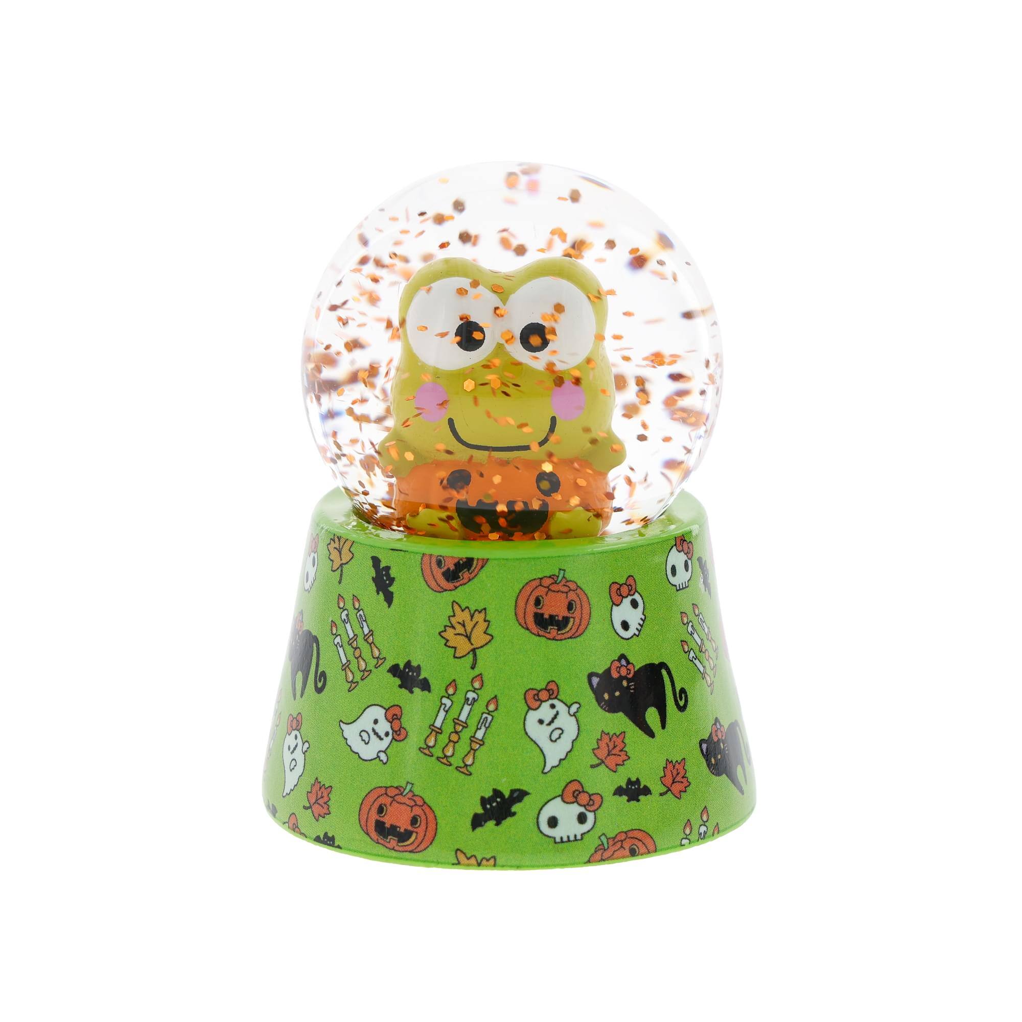 Front. Silver Buffalo - Sanrio Keroppi Halloween Mini Light-Up Snow Globe | 3 Inches Tall - Multi-Colored.