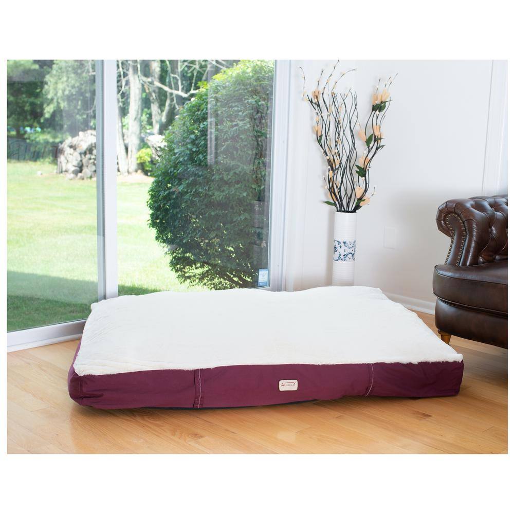 Alt View 2. Armarkat - Double Extra Large Pet Bed Mat With Poly Fill Cushion In Ivory and Burgundy - White.