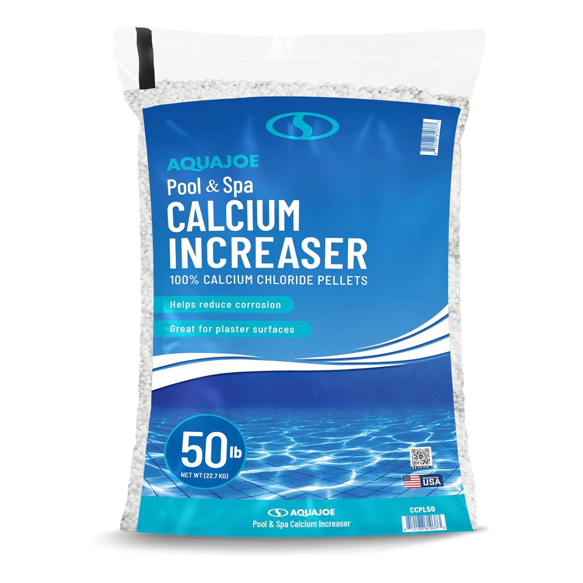 Aqua Joe - Pool & Spa Calcium Increaser, Calcium Chloride Pellets, 50 lbs., CCPL50