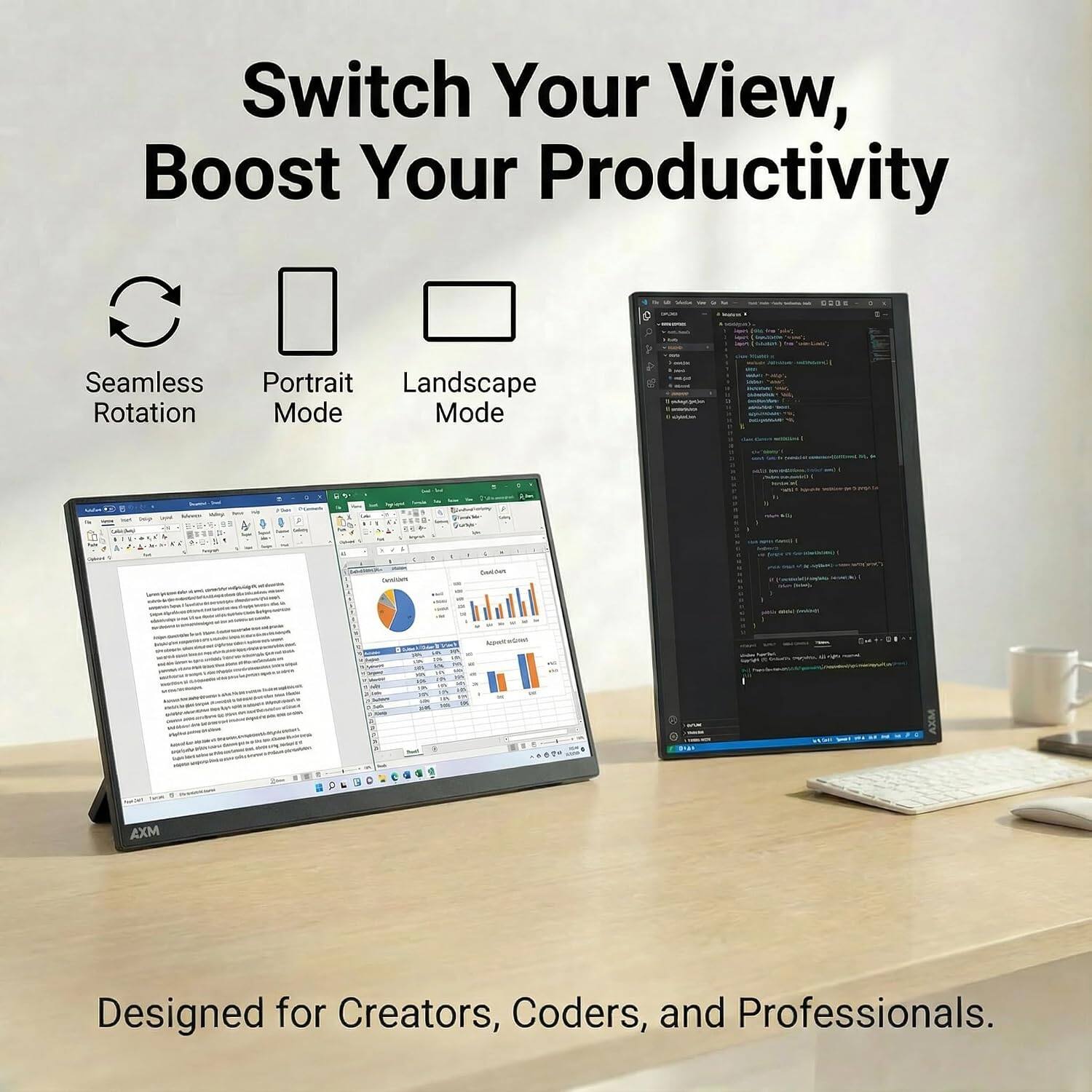 Switch Your View, Boost Your Productivity

Seamless Portrait Landscape Rotation Mode

Designed for Creators, Coders, and Professionals.
