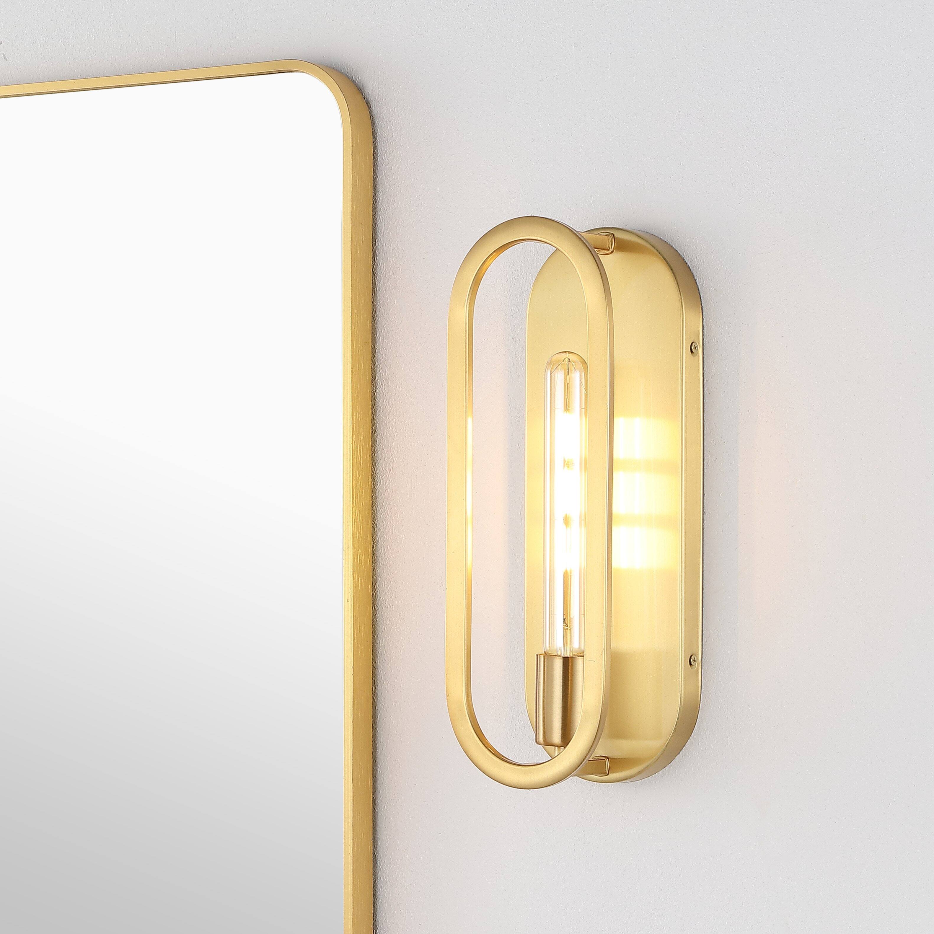 Alt View 1. Jonathan Y - Emilia 4.75" 1-Light Modern Bohemian Iron LED Sconce, Brass Gold - Brass Gold.