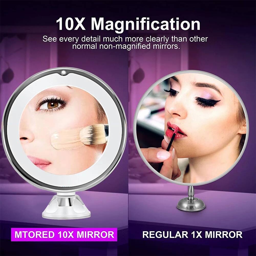 10X Magnification  
See every detail much more clearly than other normal non-magnified mirrors.

MTORED 10X MIRROR

REGULAR 1X MIRROR