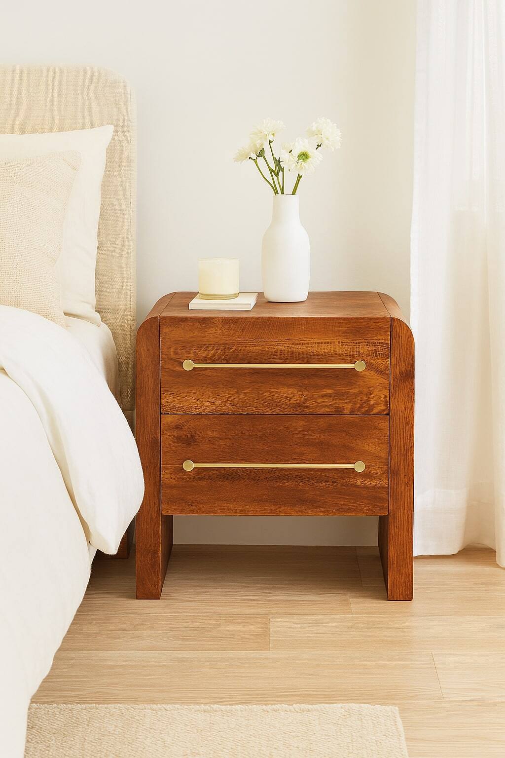 Alt View 6. Artisan Furniture - Aurelio Twin Drawer Bedside - Brown.