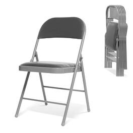 Essen Blissed - 6 Pack Folding Chairs with Padded Seats for Events Home Office, Pu Leather Folding Chair Grey - Gray