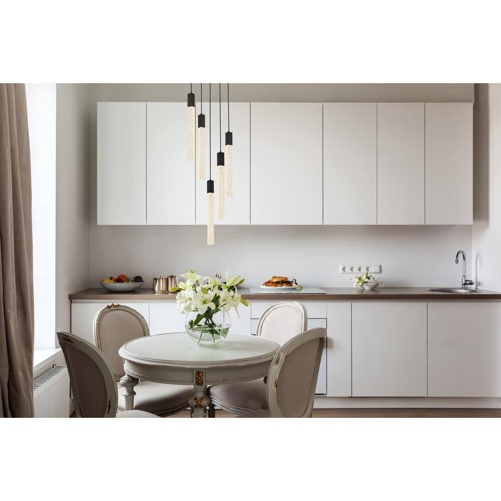Left. Elegant Lighting - Weston 5 lights pendant in black - Black.