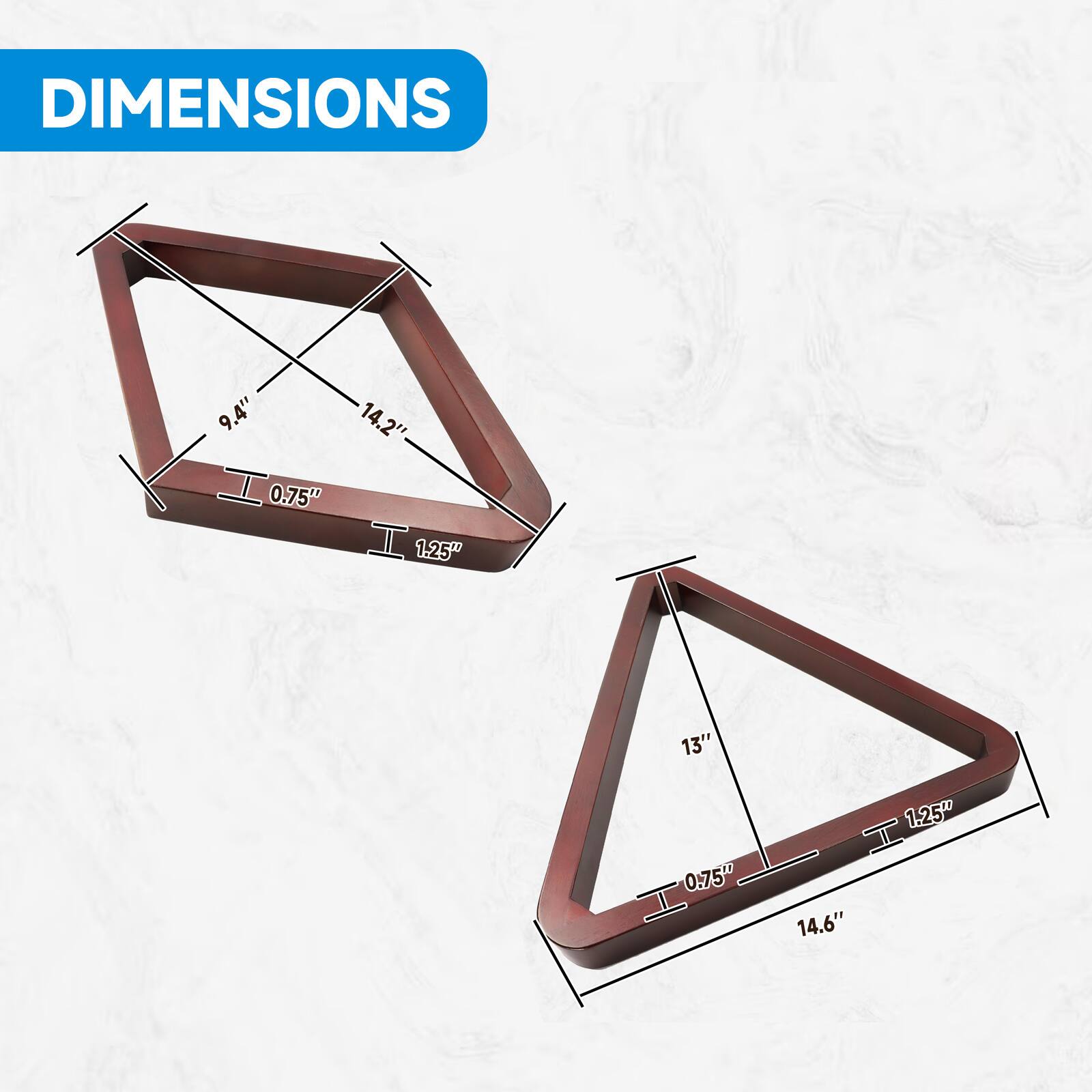 DIMENSIONS
9.4"
14.2"
0.75"
1.25"
13"
0.75"
14.6"
1.25"